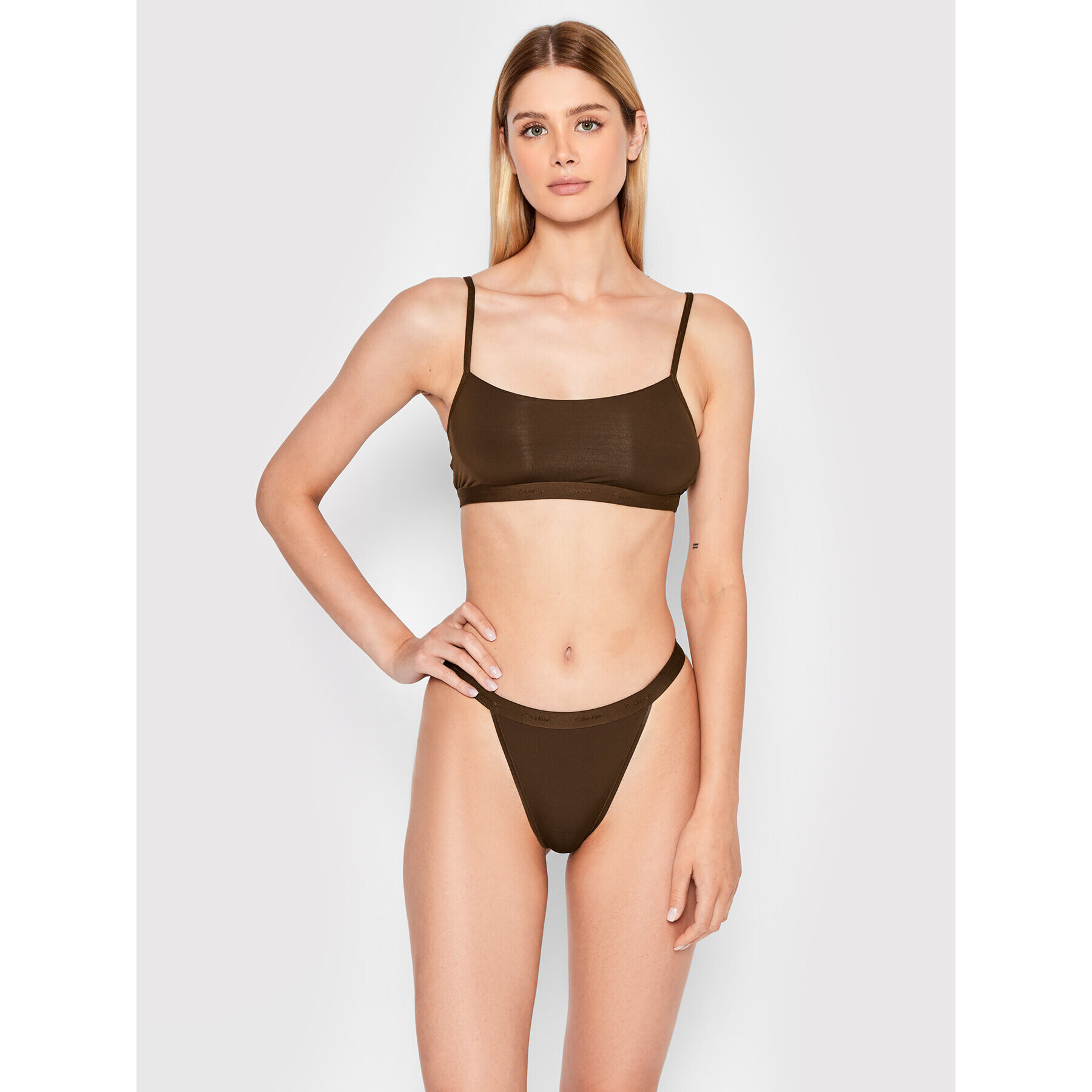 Calvin Klein Underwear Brazílske nohavičky 000QF6760E Hnedá - Pepit.sk