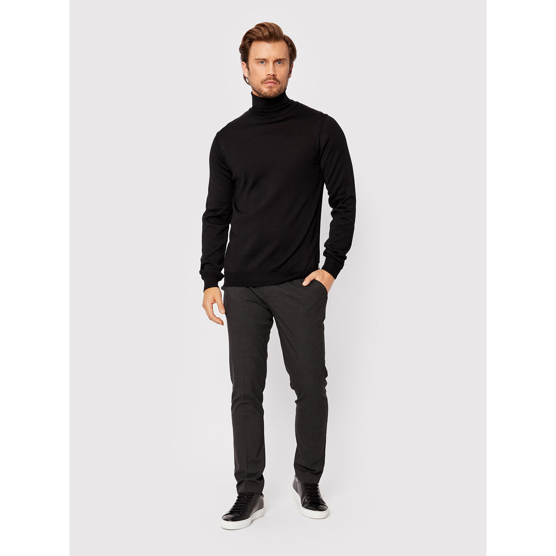 Casual Friday Rolák Konrad Merino 501483 Čierna Slim Fit - Pepit.sk