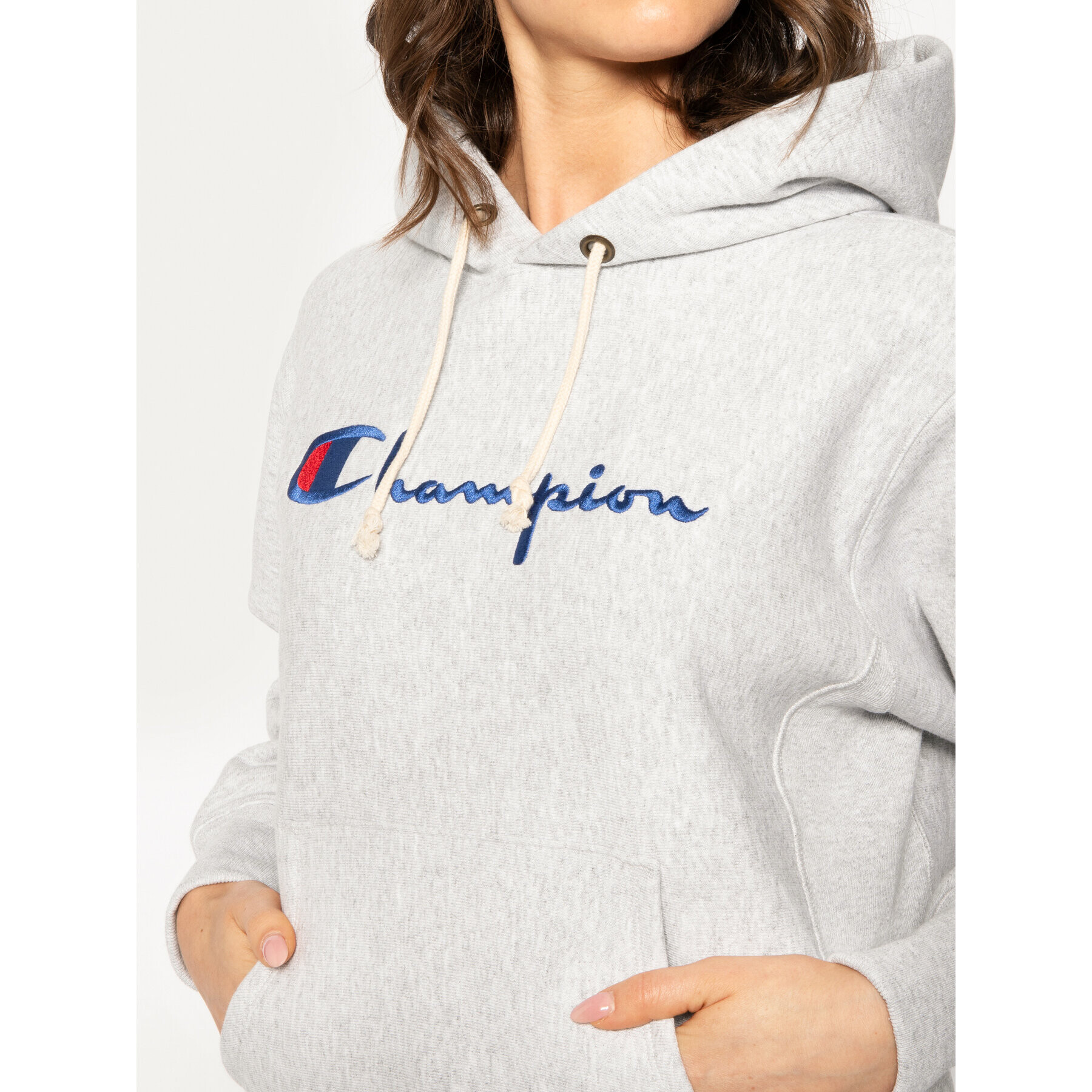 Champion Mikina Big Script 113149 Sivá Regular Fit - Pepit.sk