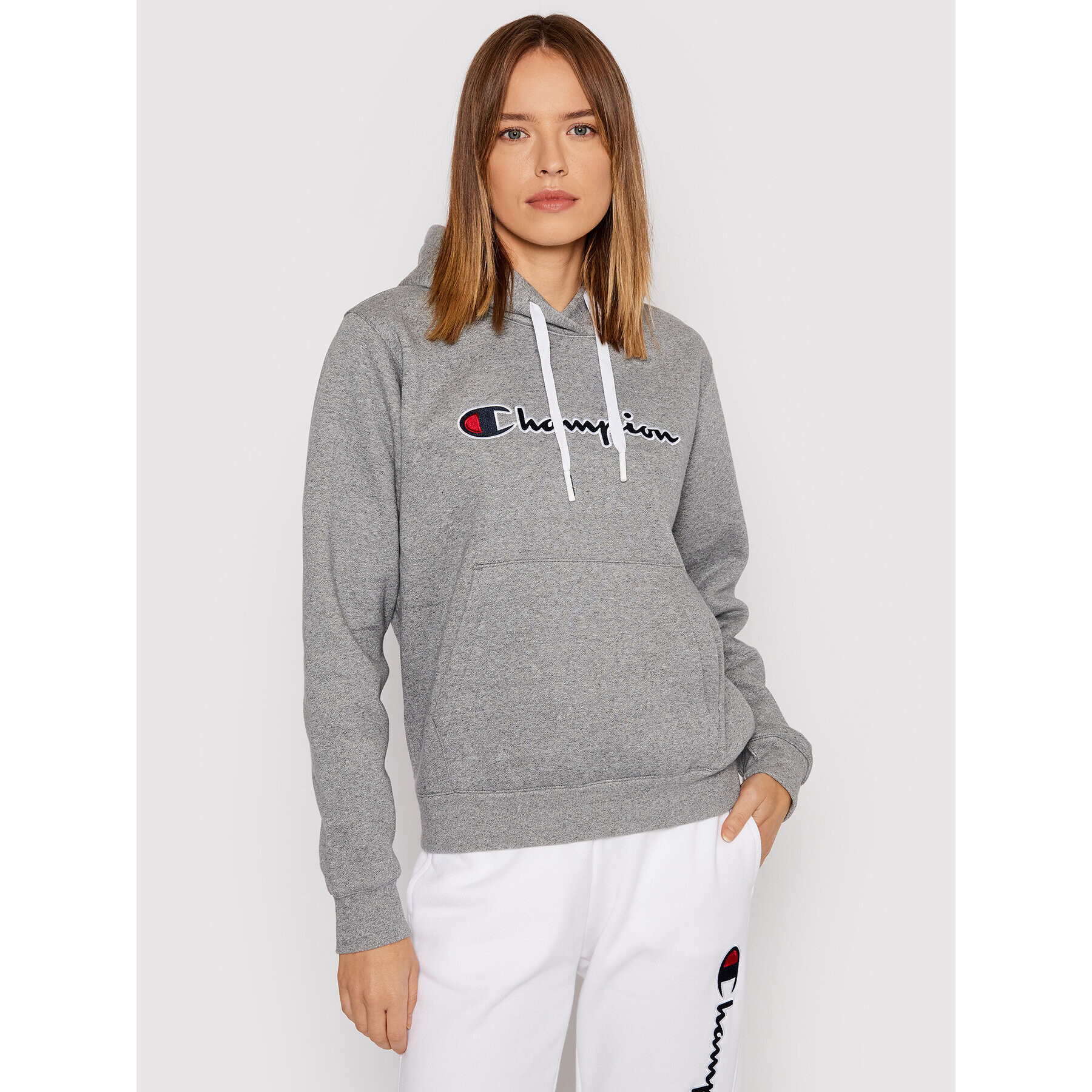 Champion Mikina Blend Script Logo 114461 Sivá Regular Fit - Pepit.sk