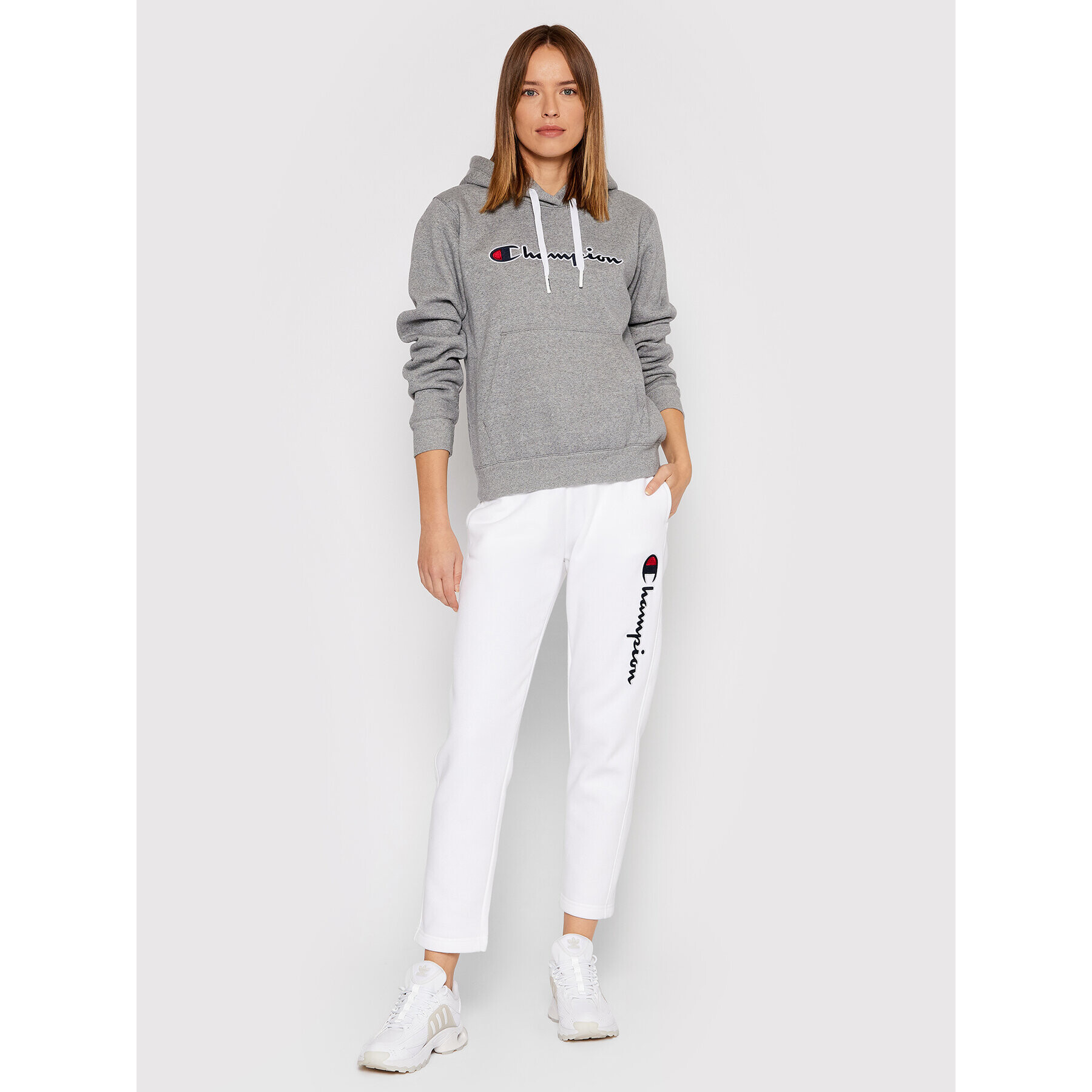 Champion Mikina Blend Script Logo 114461 Sivá Regular Fit - Pepit.sk