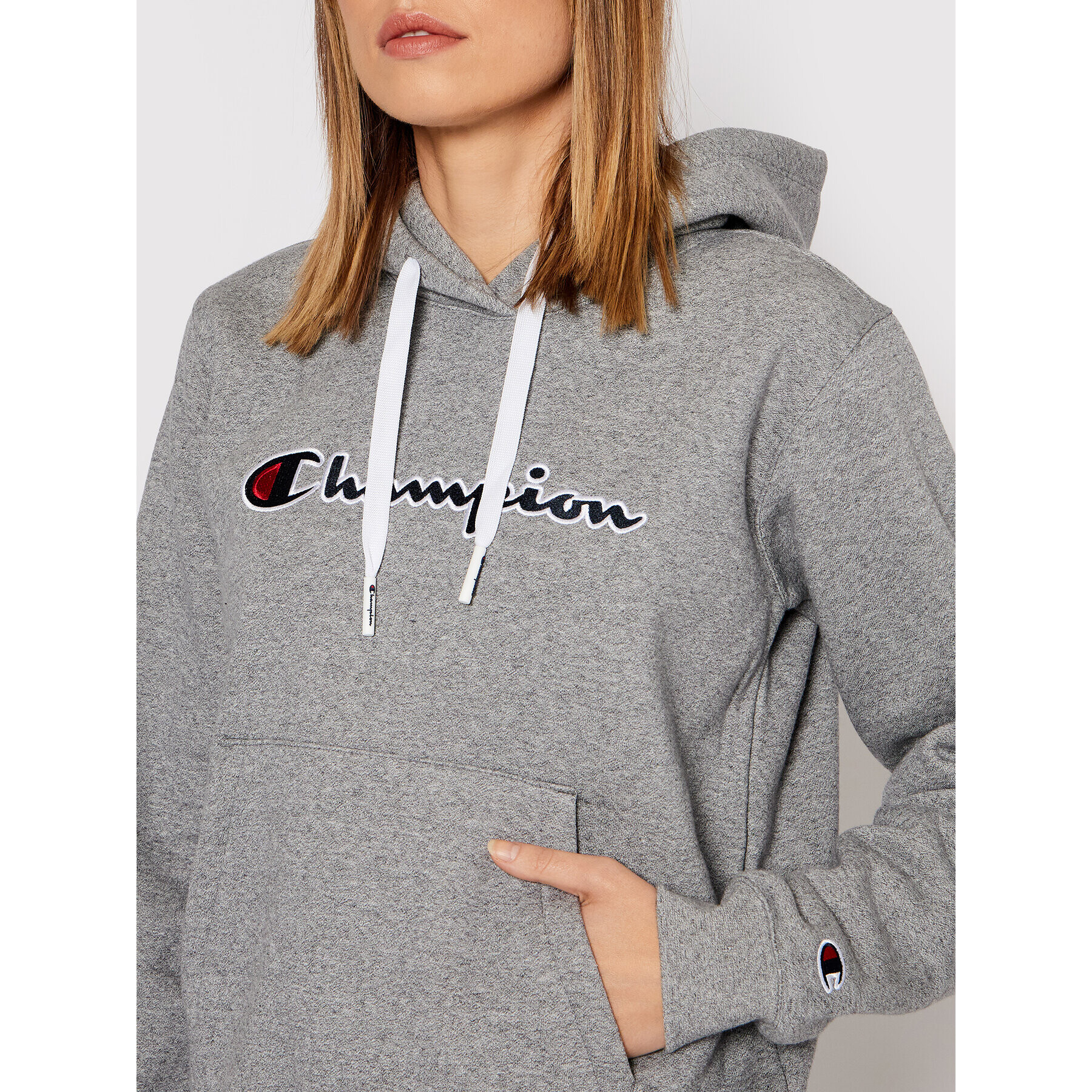 Champion Mikina Blend Script Logo 114461 Sivá Regular Fit - Pepit.sk