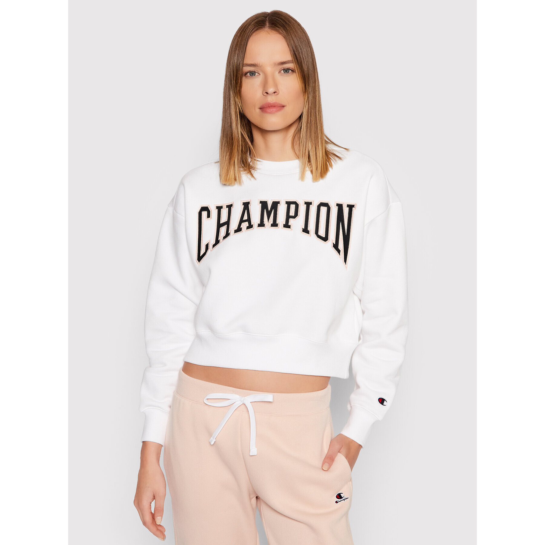 Champion Mikina Collegiate Logo 114767 Biela Regular Fit - Pepit.sk