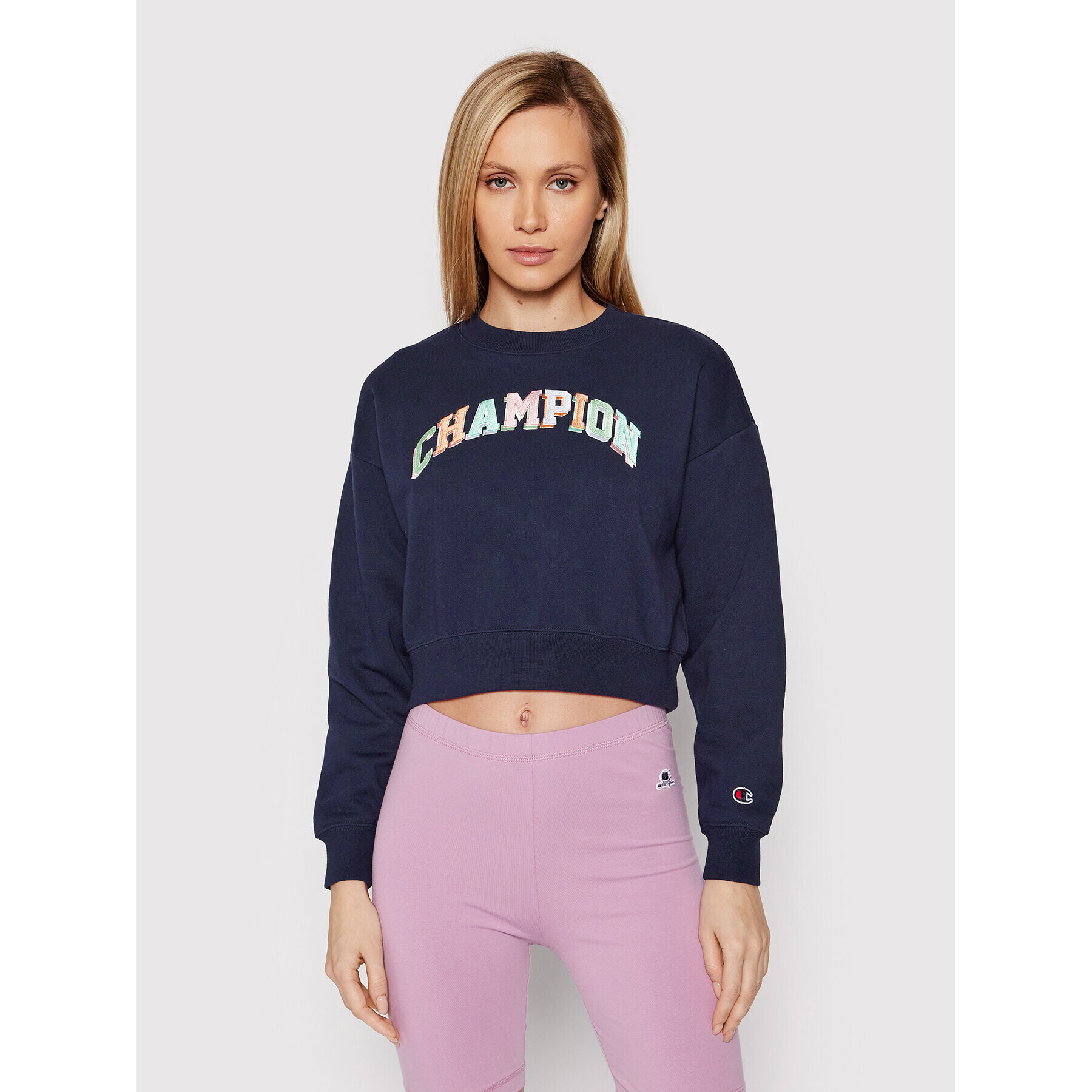 Champion Mikina Cropped College Of Colors 114964 Tmavomodrá Custom Fit - Pepit.sk