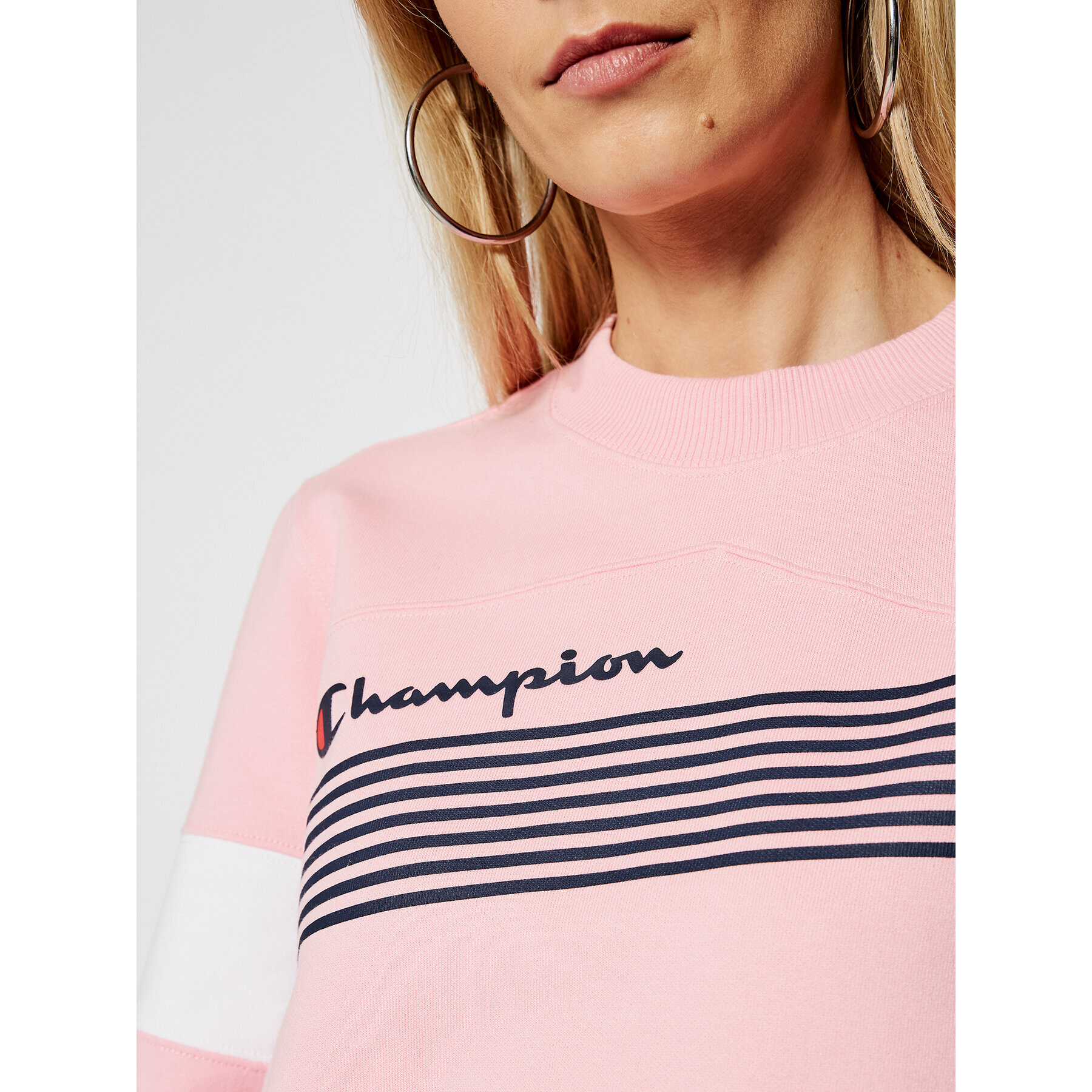 Champion Mikina Graphic Stripe And Colour Block 112761 Ružová Custom Fit - Pepit.sk