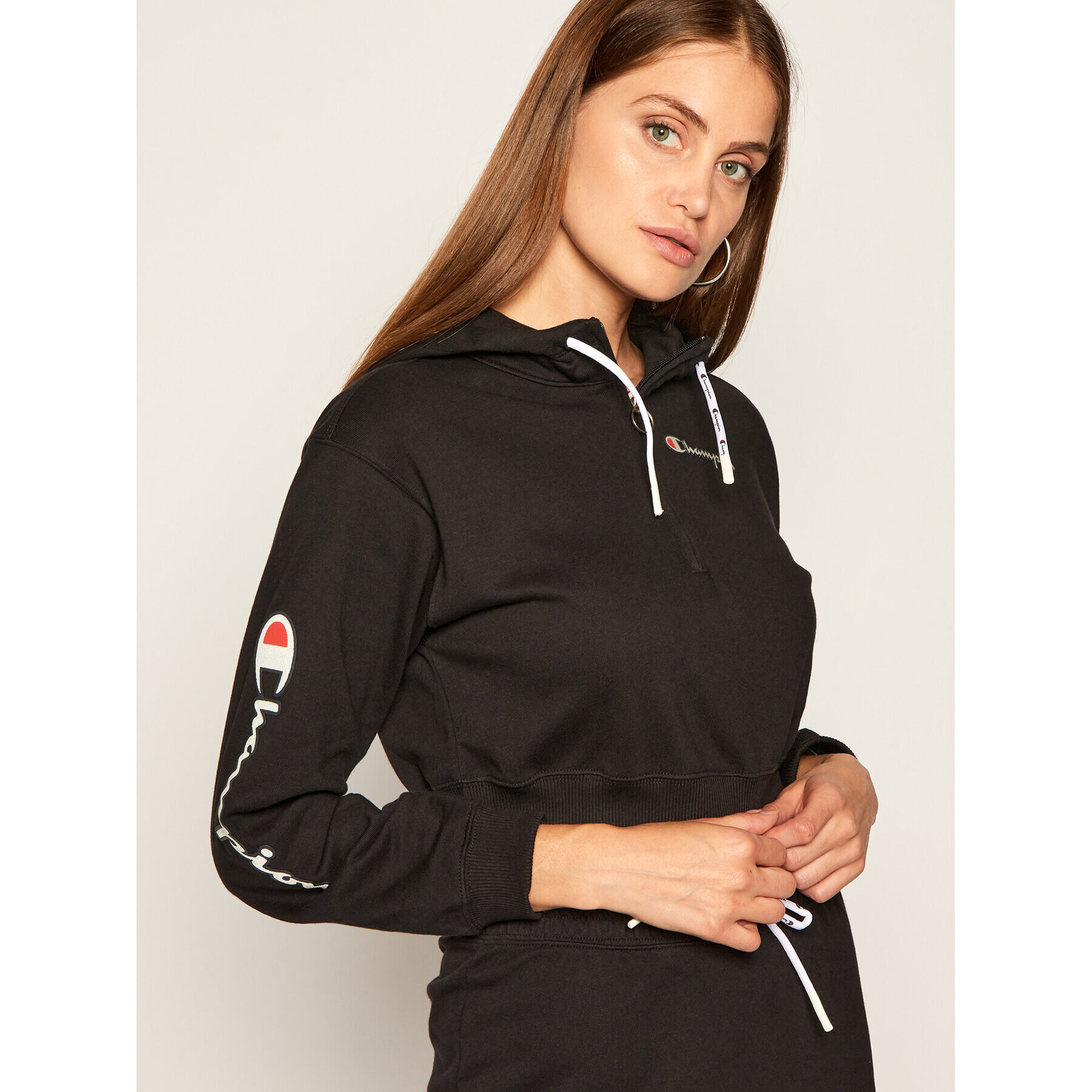 Champion Mikina Half Zip-Up Script Logo 112641 Čierna Custom Fit - Pepit.sk