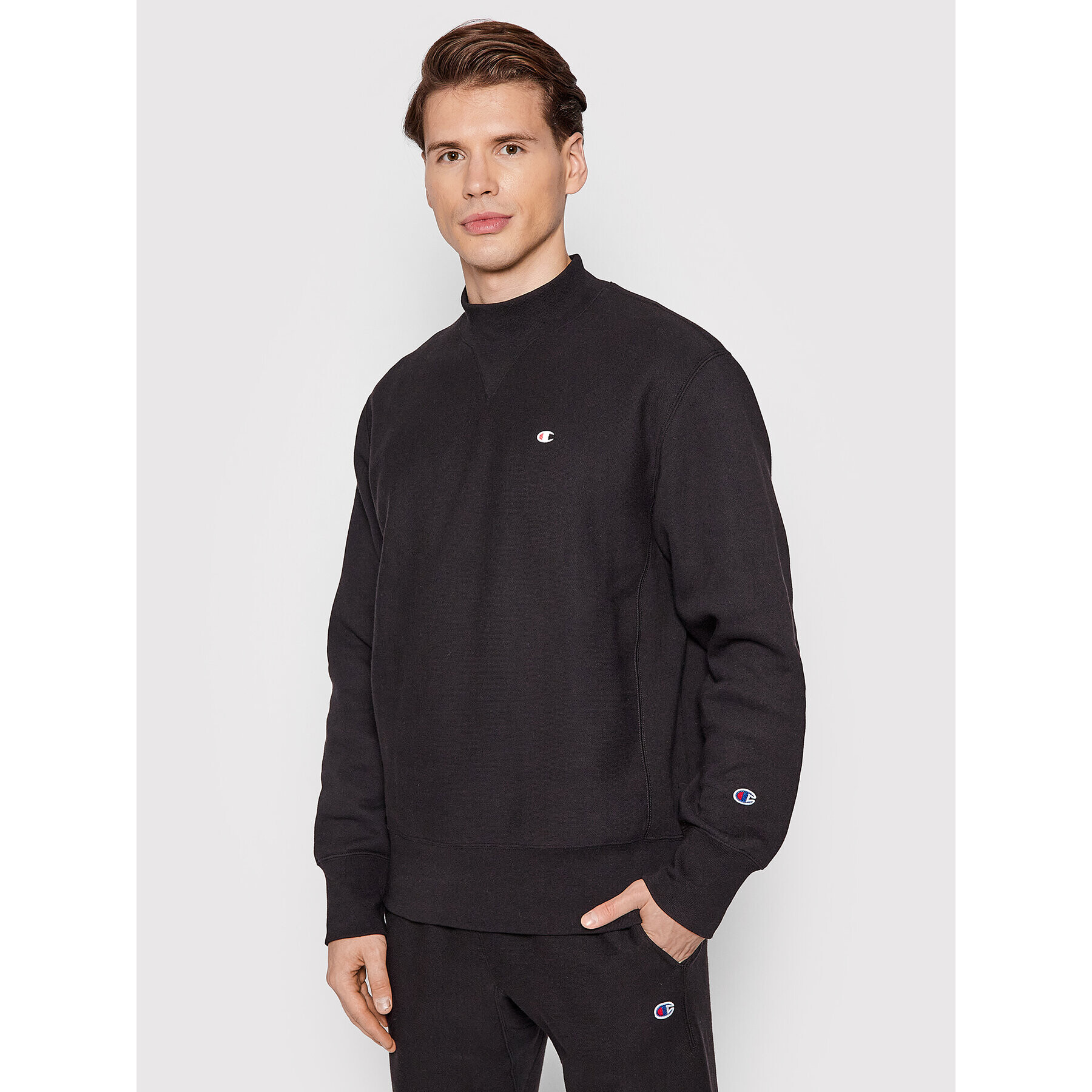 Champion Mikina Ribbed High Neck 216498 Čierna Comfort Fit - Pepit.sk