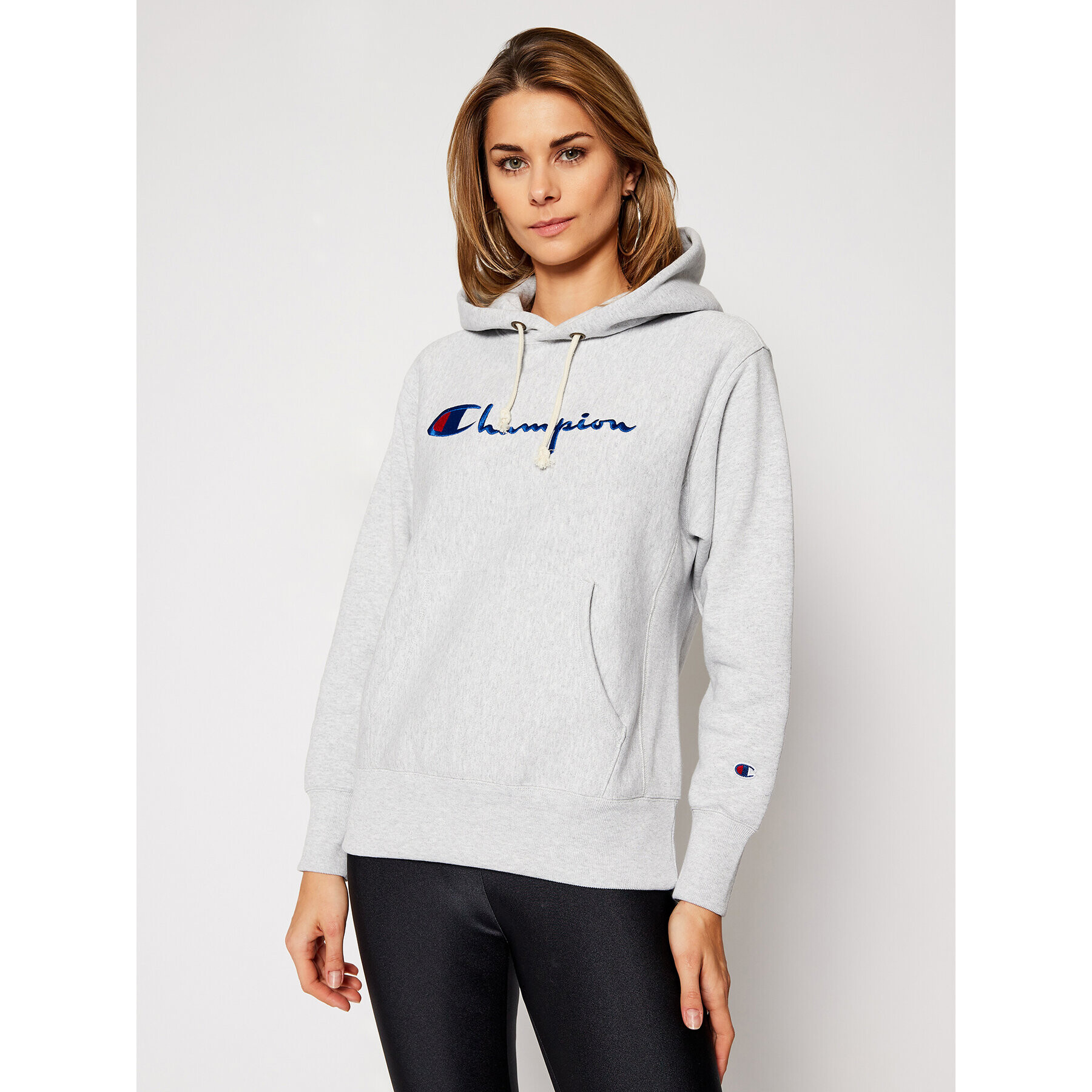 Champion Mikina Script Logo 113794 Sivá Regular Fit - Pepit.sk