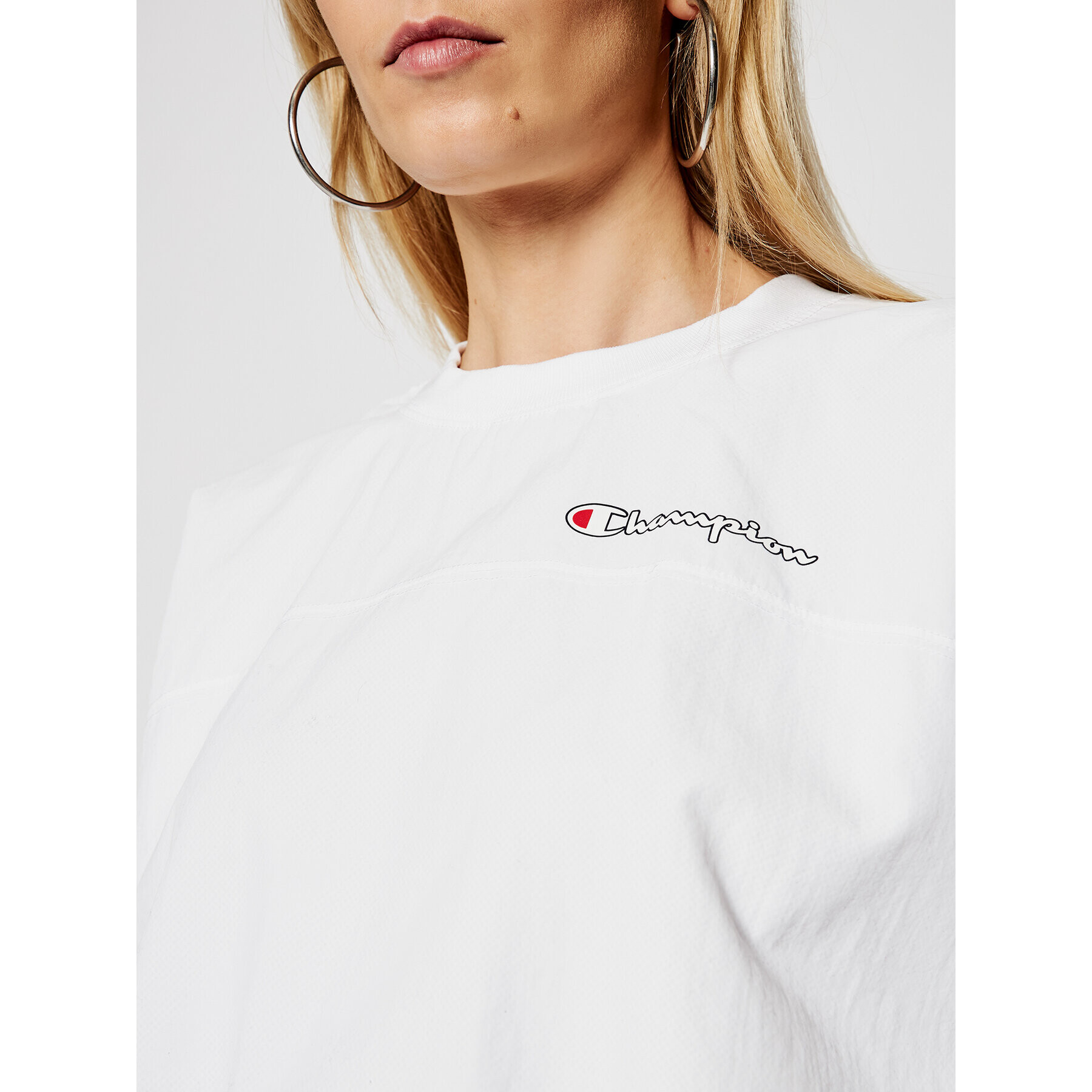 Champion Mikina Script Logo Track 112686 Biela Oversize - Pepit.sk