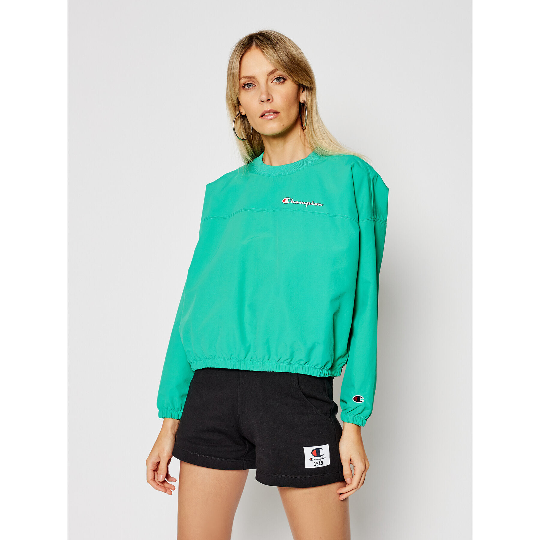 Champion Mikina Script Logo Track 112686 Zelená Oversize - Pepit.sk