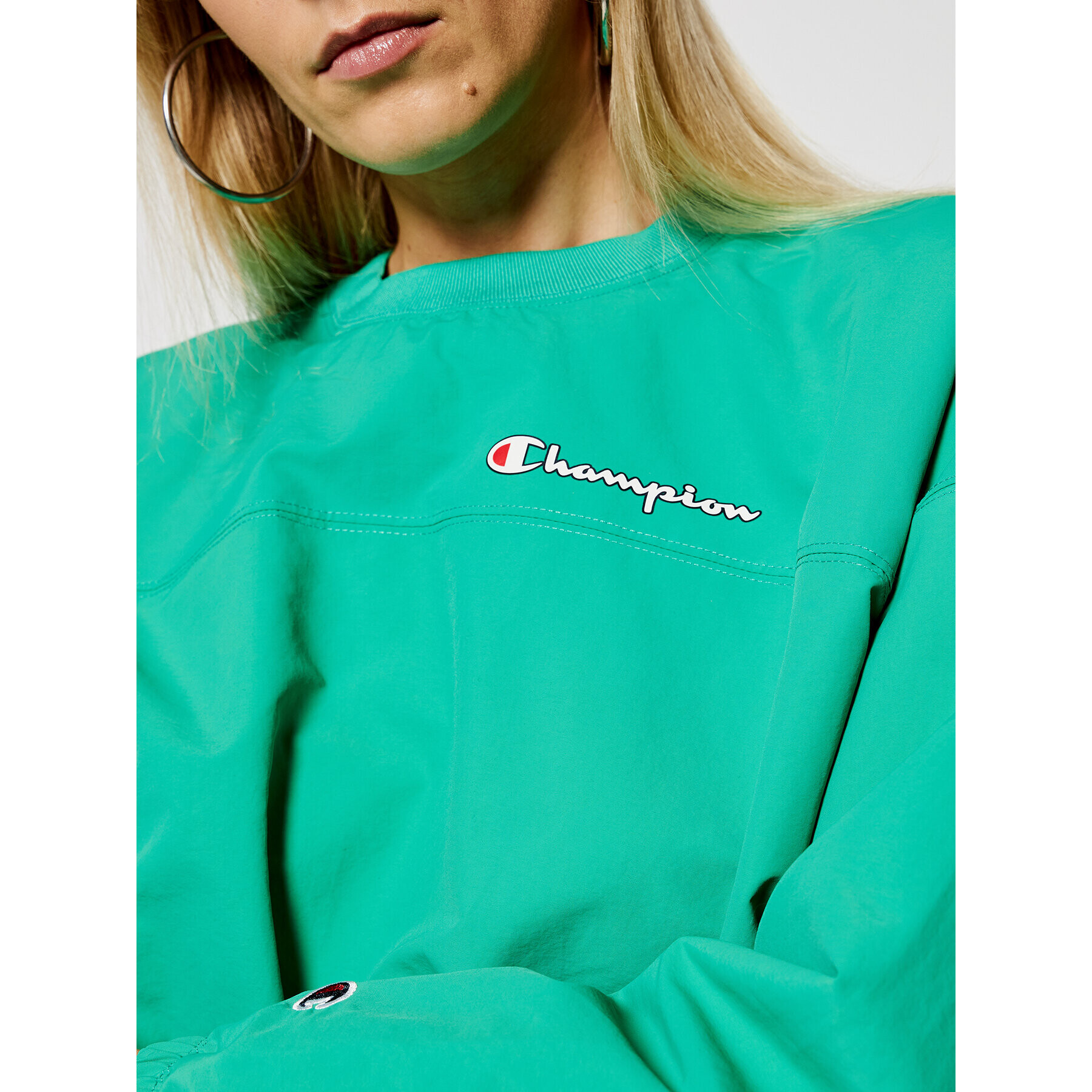 Champion Mikina Script Logo Track 112686 Zelená Oversize - Pepit.sk