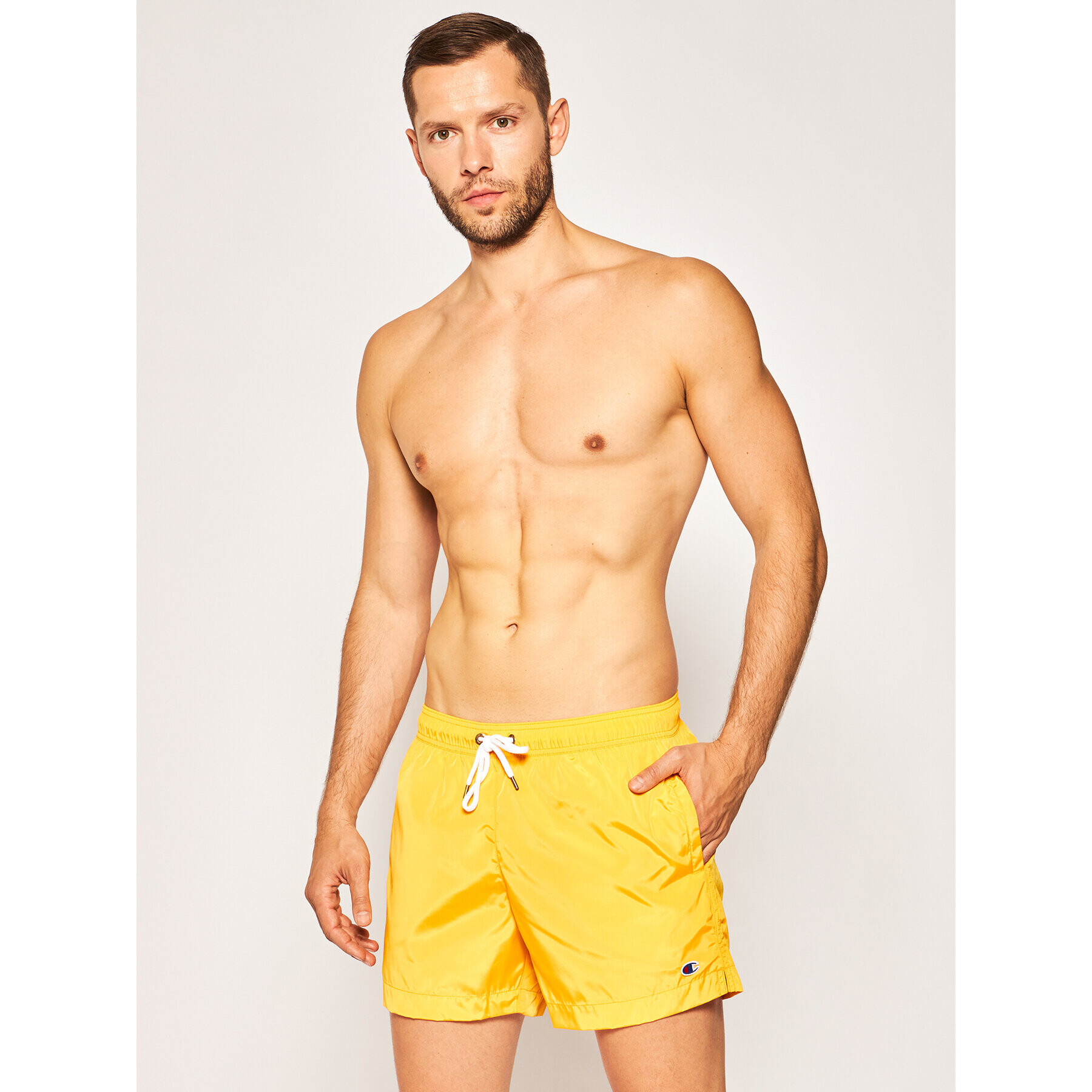 Champion Plavecké šortky Small C Logo Swim 214453 Žltá Regular Fit - Pepit.sk