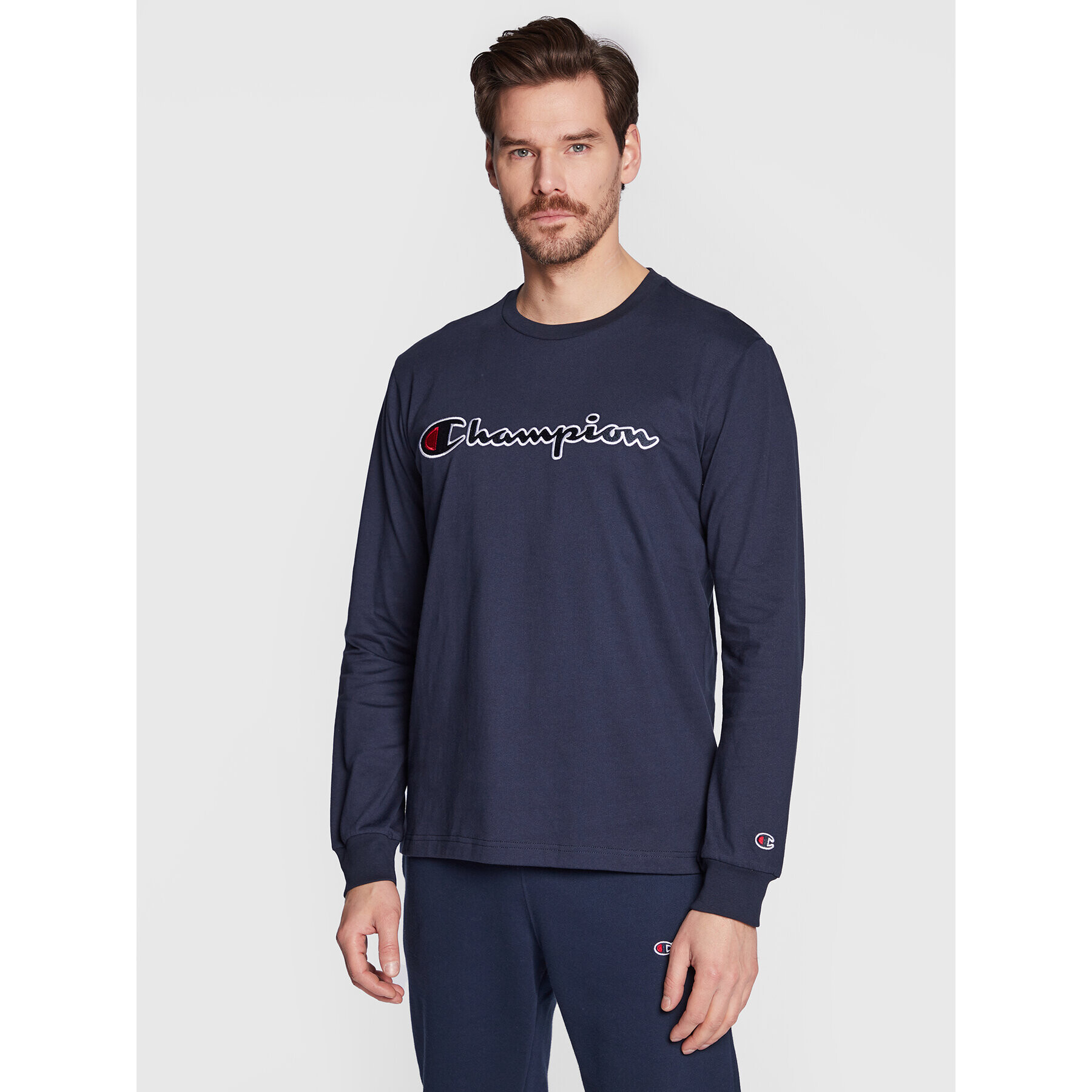 Champion S dlhými rukávmi Script Logo 217861 Tmavomodrá Regular Fit - Pepit.sk