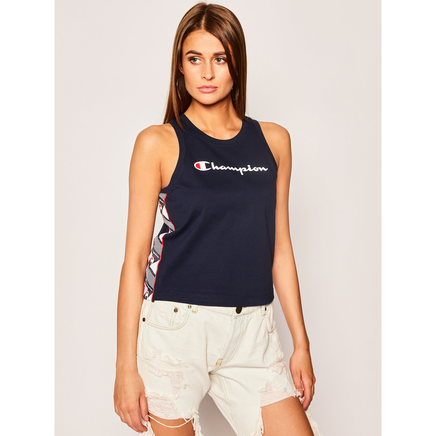 Champion Top Jacquard Logo Tape 112768 Tmavomodrá Regular Fit - Pepit.sk