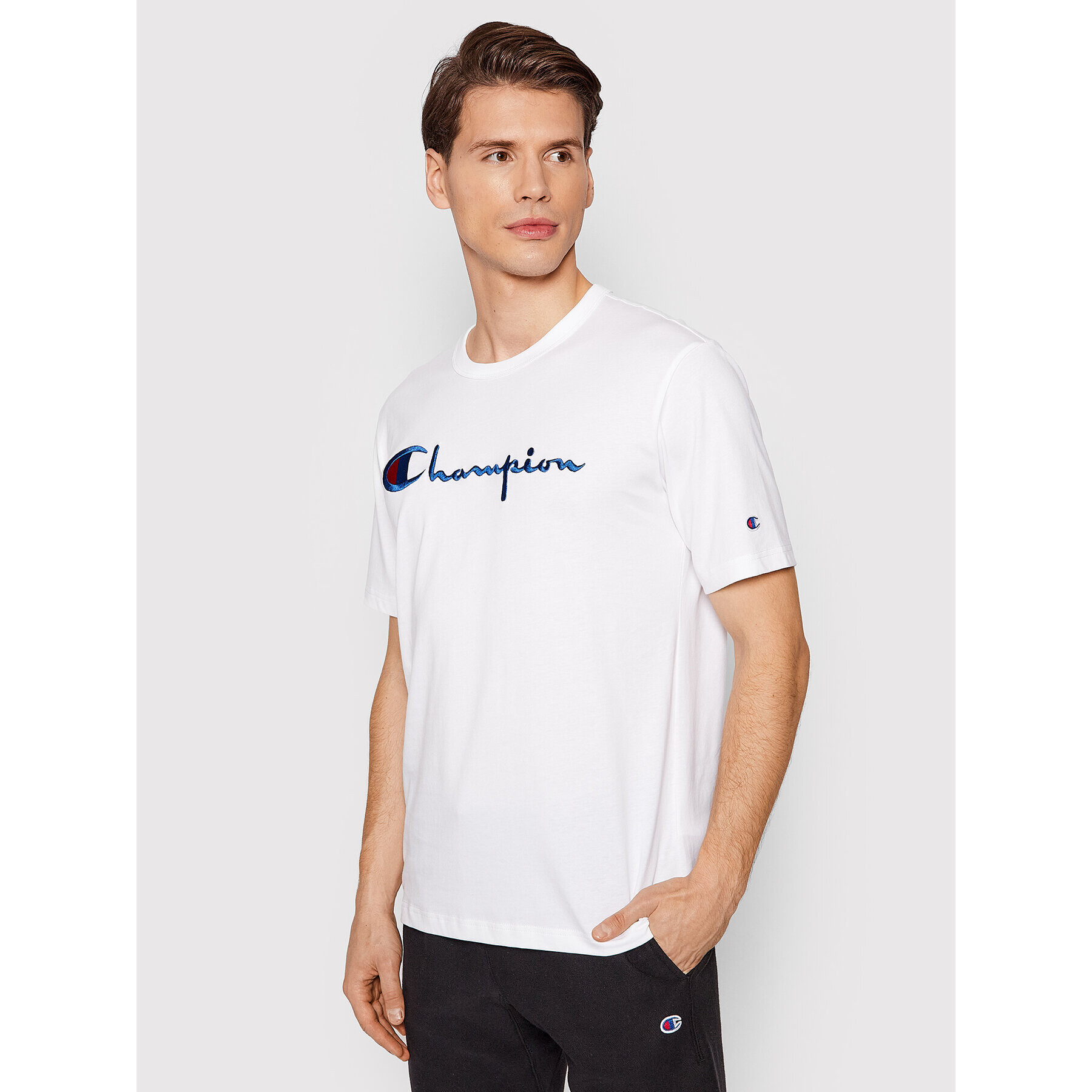 Champion Tričko Big Script Logo 216547 Biela Regular Fit - Pepit.sk