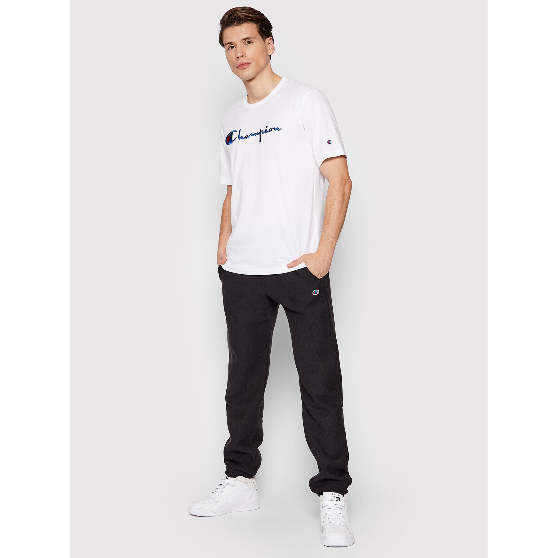 Champion Tričko Big Script Logo 216547 Biela Regular Fit - Pepit.sk