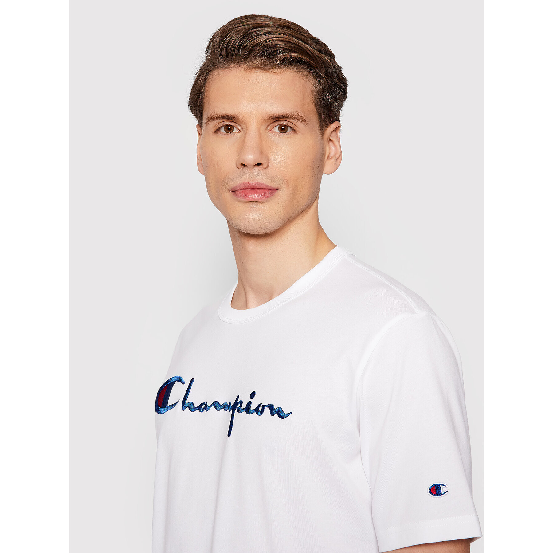 Champion Tričko Big Script Logo 216547 Biela Regular Fit - Pepit.sk