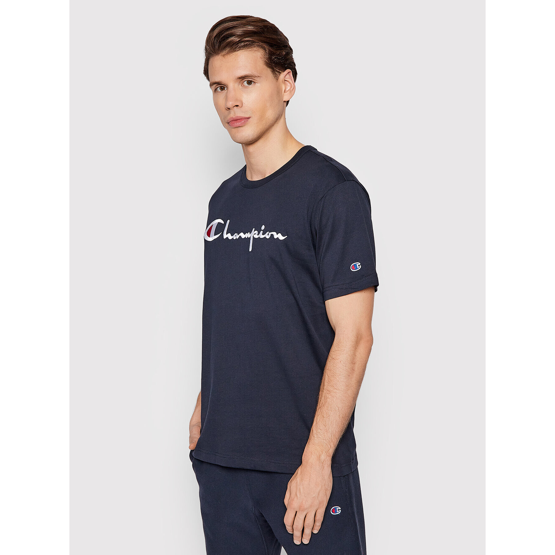 Champion Tričko Big Script Logo 216547 Tmavomodrá Regular Fit - Pepit.sk