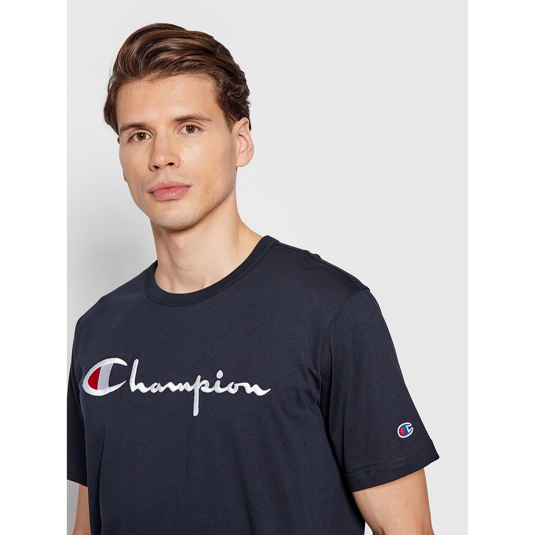 Champion Tričko Big Script Logo 216547 Tmavomodrá Regular Fit - Pepit.sk