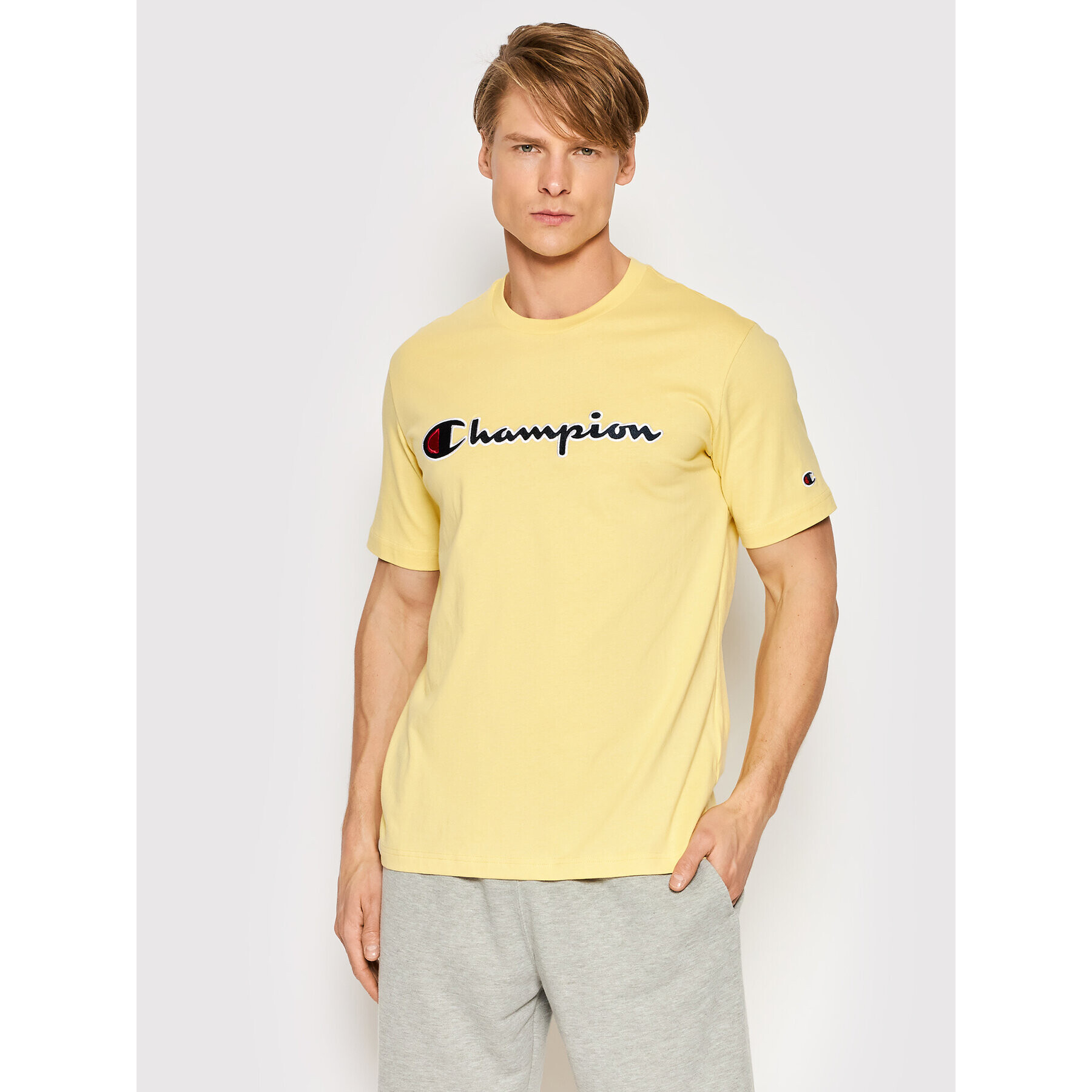 Champion Tričko Embroidered 217814 Žltá Regular Fit - Pepit.sk