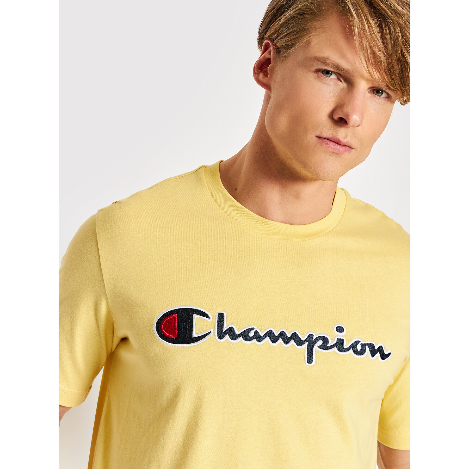 Champion Tričko Embroidered 217814 Žltá Regular Fit - Pepit.sk