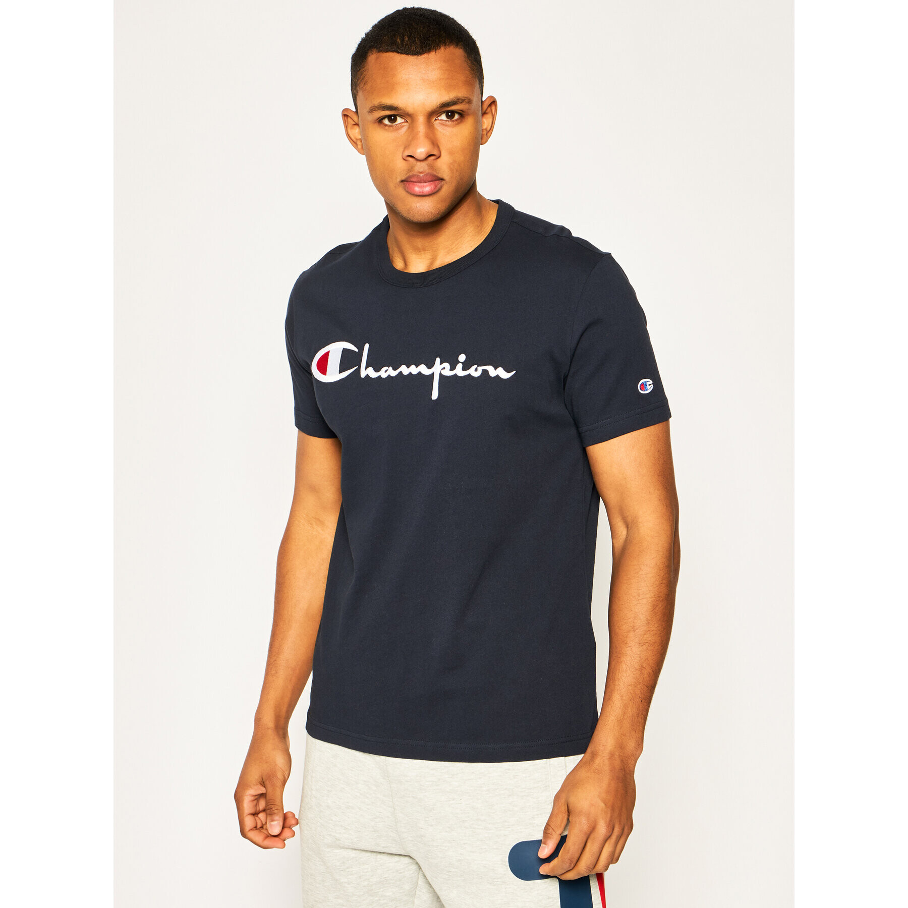 Champion Tričko Embroidered Script Logo 210972 Tmavomodrá Regular Fit - Pepit.sk