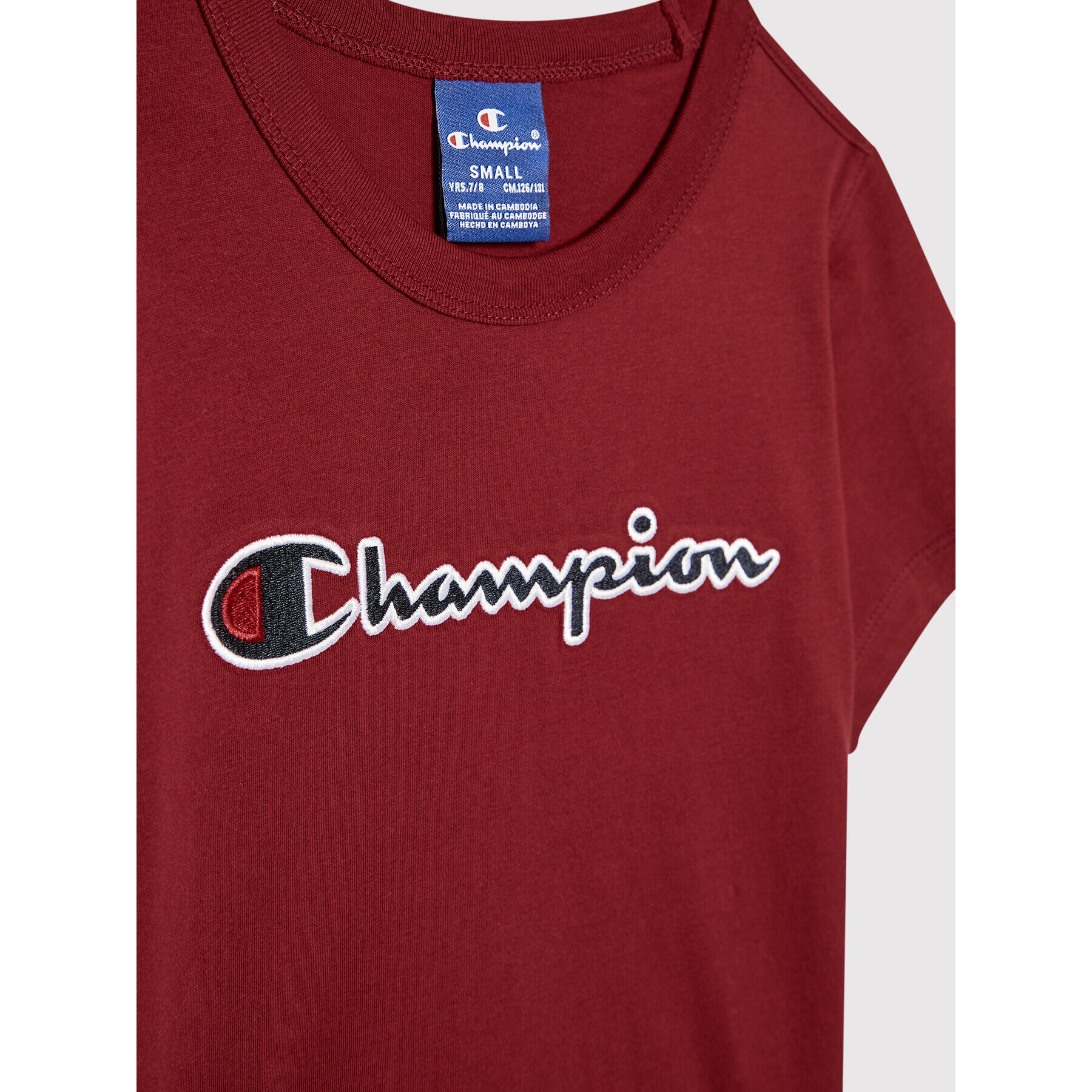 Champion Tričko Logo Script 404231 Bordová Regular Fit - Pepit.sk