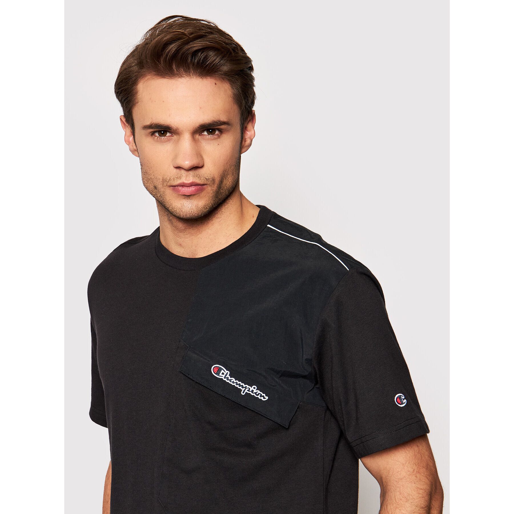 Champion Tričko Patchwork 216558 Čierna Regular Fit - Pepit.sk