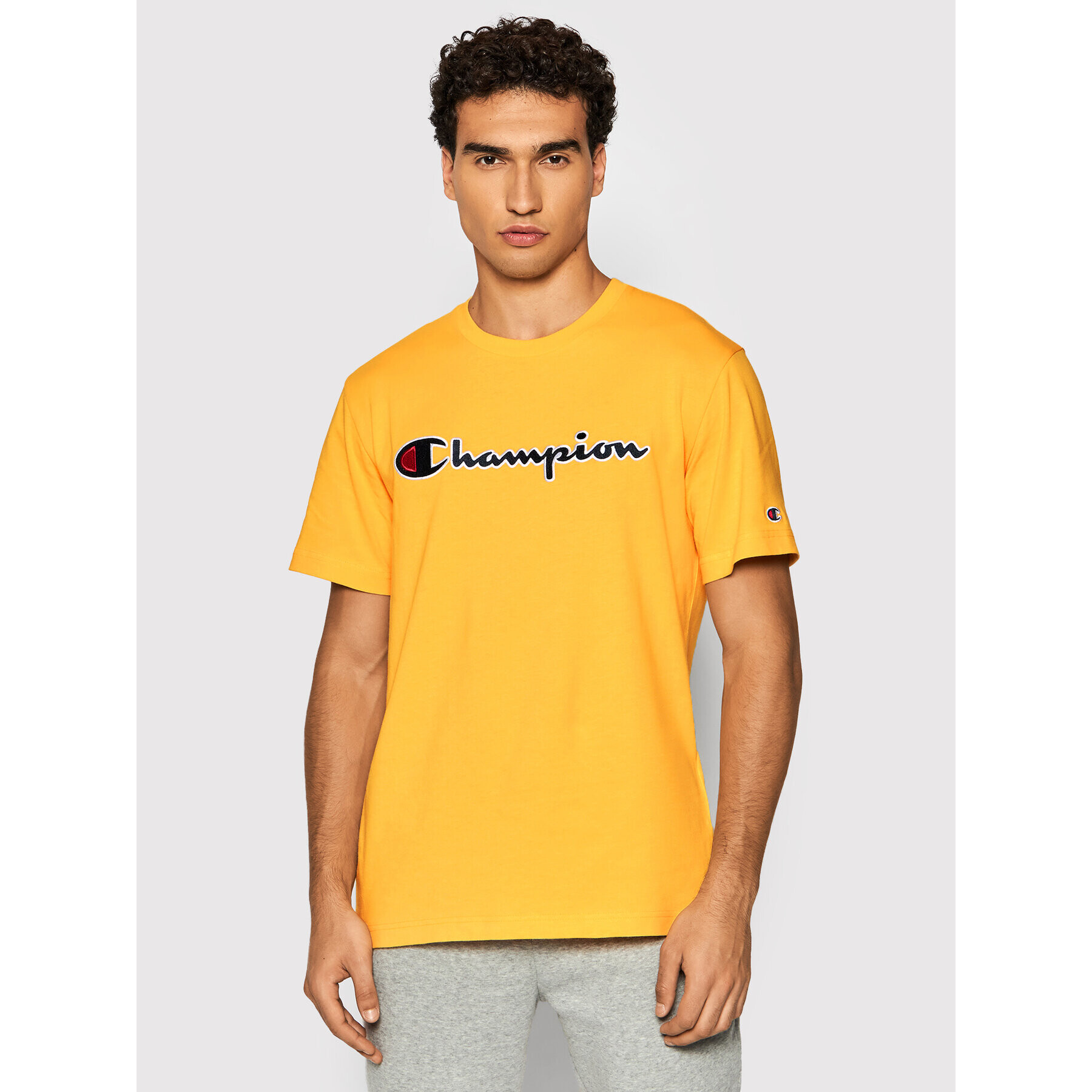 Champion Tričko Script Logo 216473 Žltá Regular Fit - Pepit.sk