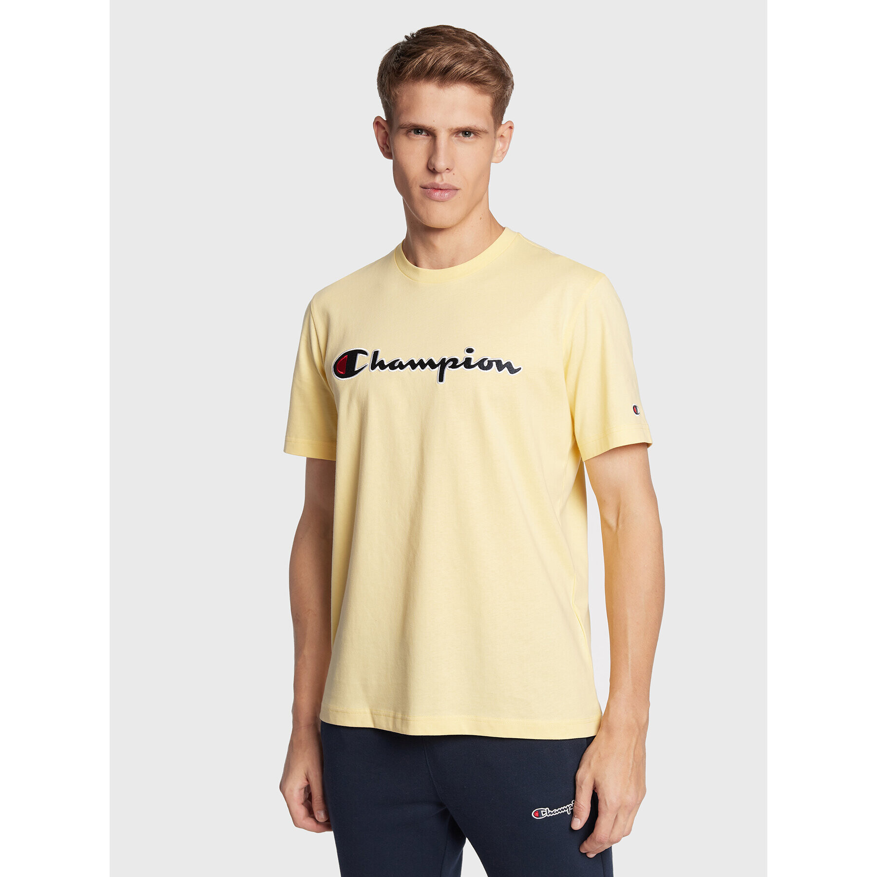 Champion Tričko Script Logo 218007 Žltá Regular Fit - Pepit.sk