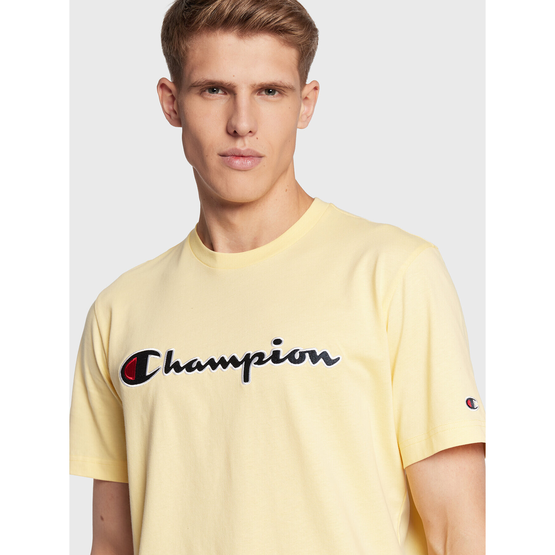 Champion Tričko Script Logo 218007 Žltá Regular Fit - Pepit.sk