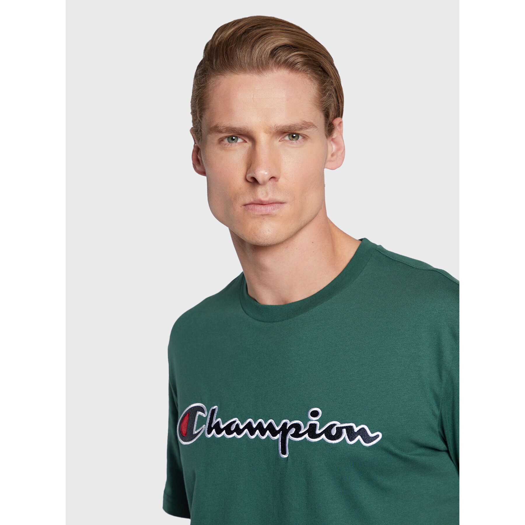 Champion Tričko Script Logo Embroidery 218007 Zelená Regular Fit - Pepit.sk