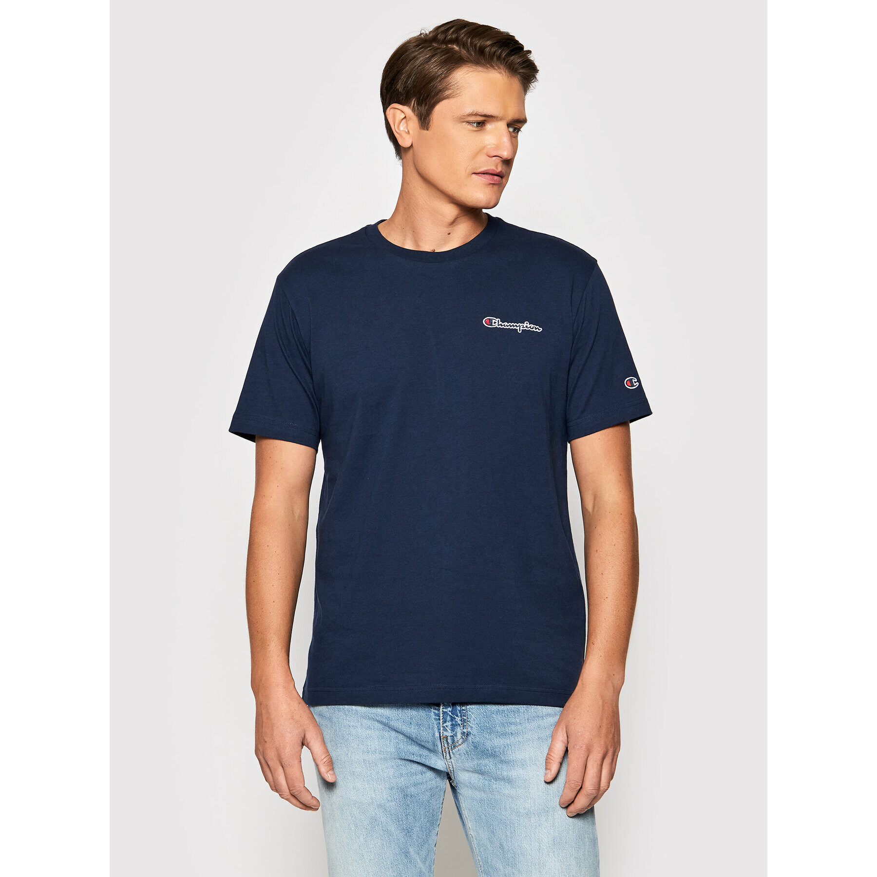 Champion Tričko Small Script Logo 216480 Tmavomodrá Regular Fit - Pepit.sk