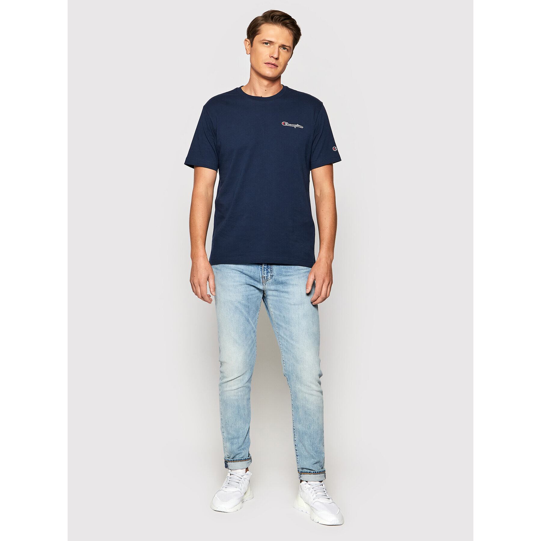 Champion Tričko Small Script Logo 216480 Tmavomodrá Regular Fit - Pepit.sk