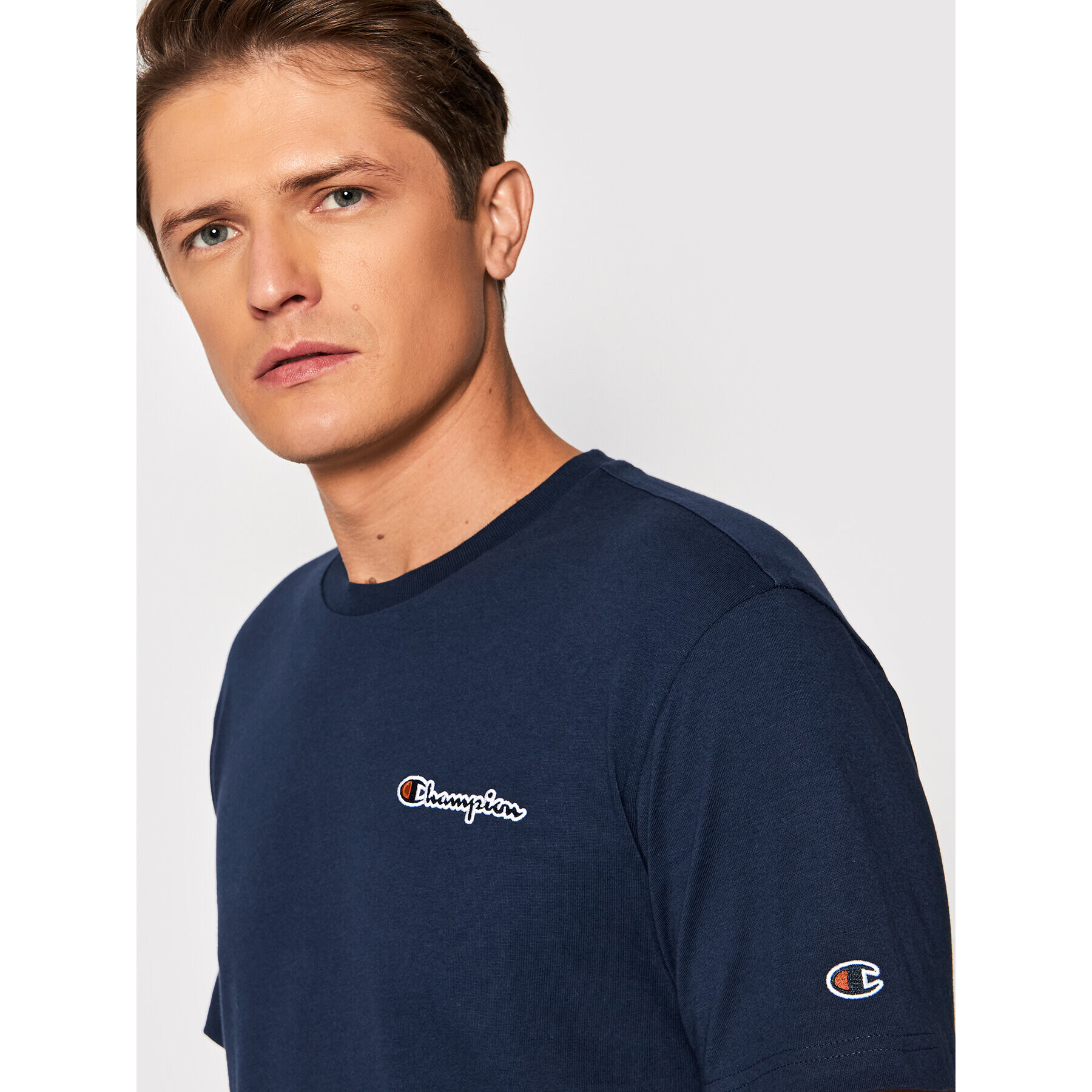 Champion Tričko Small Script Logo 216480 Tmavomodrá Regular Fit - Pepit.sk