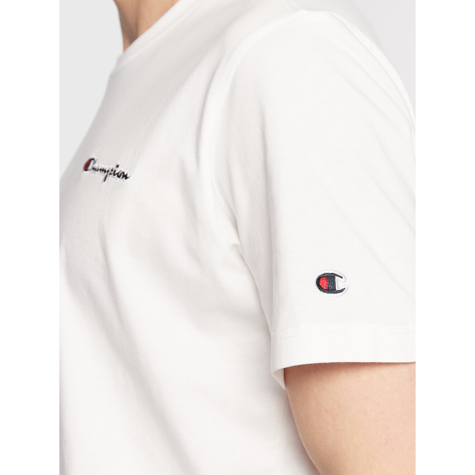 Champion Tričko Small Script Logo Embroidery 218006 Biela Regular Fit - Pepit.sk