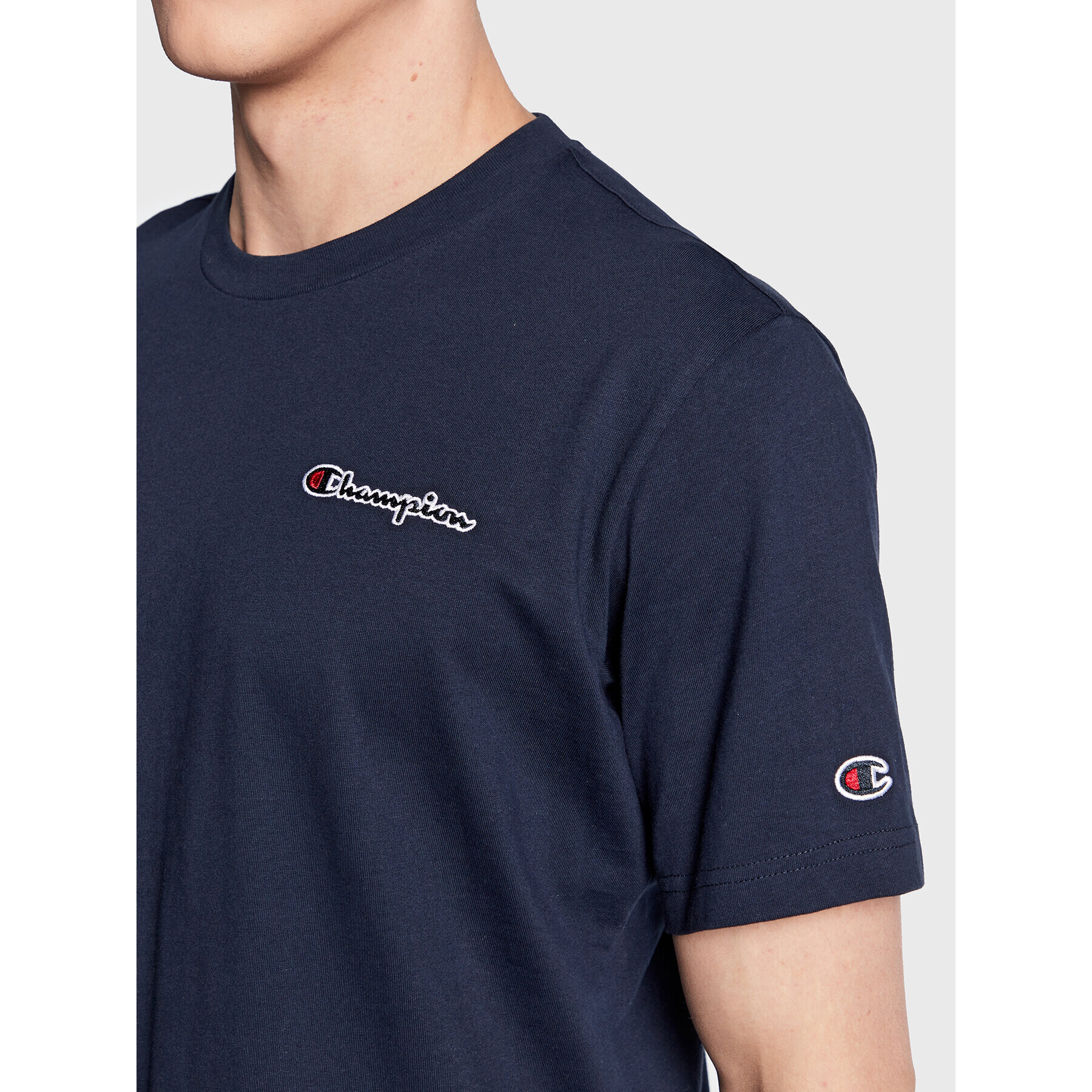 Champion Tričko Small Script Logo Embroidery 218006 Tmavomodrá Regular Fit - Pepit.sk