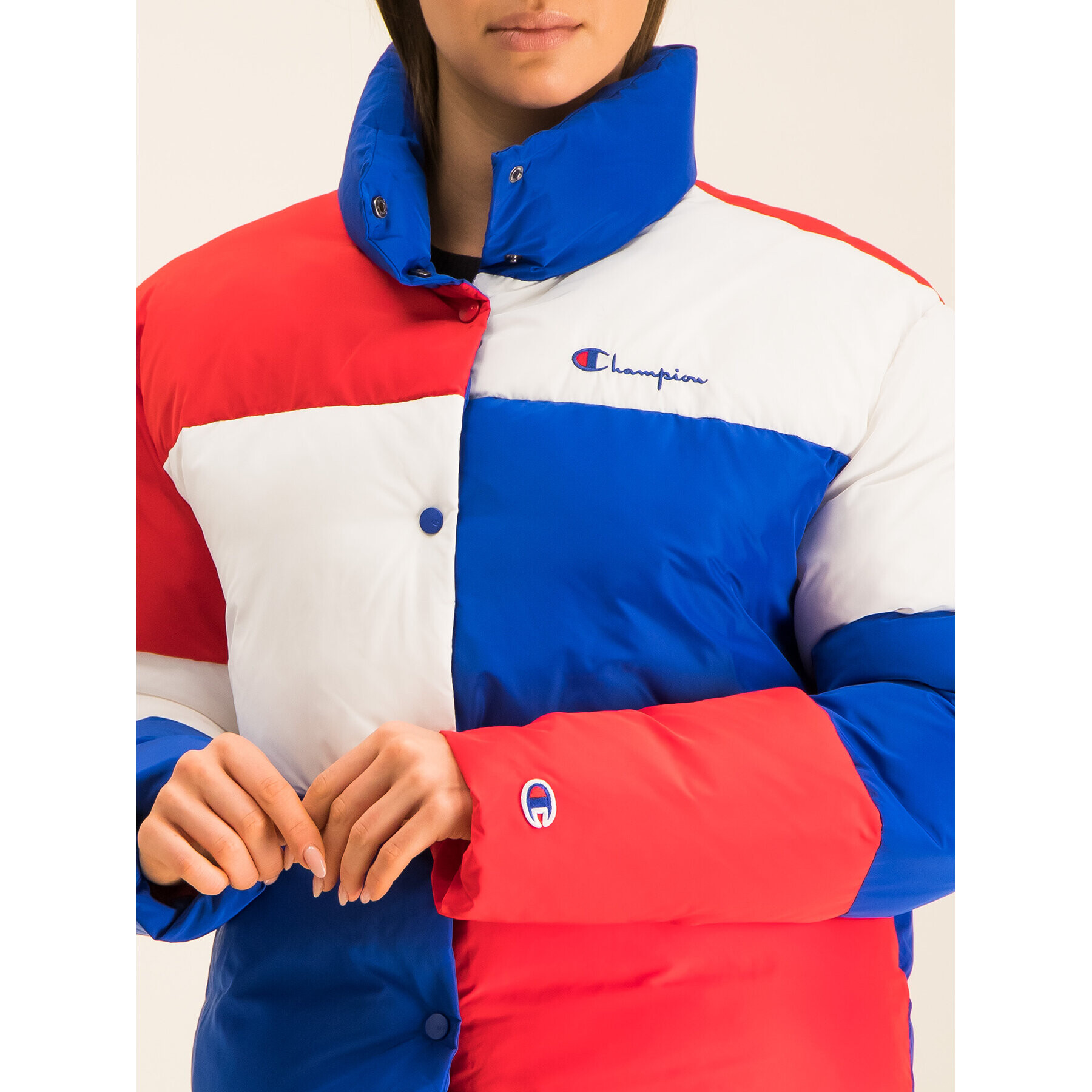 Champion Vatovaná bunda Colour Block Cropped Puffer 112347 Farebná Regular Fit - Pepit.sk