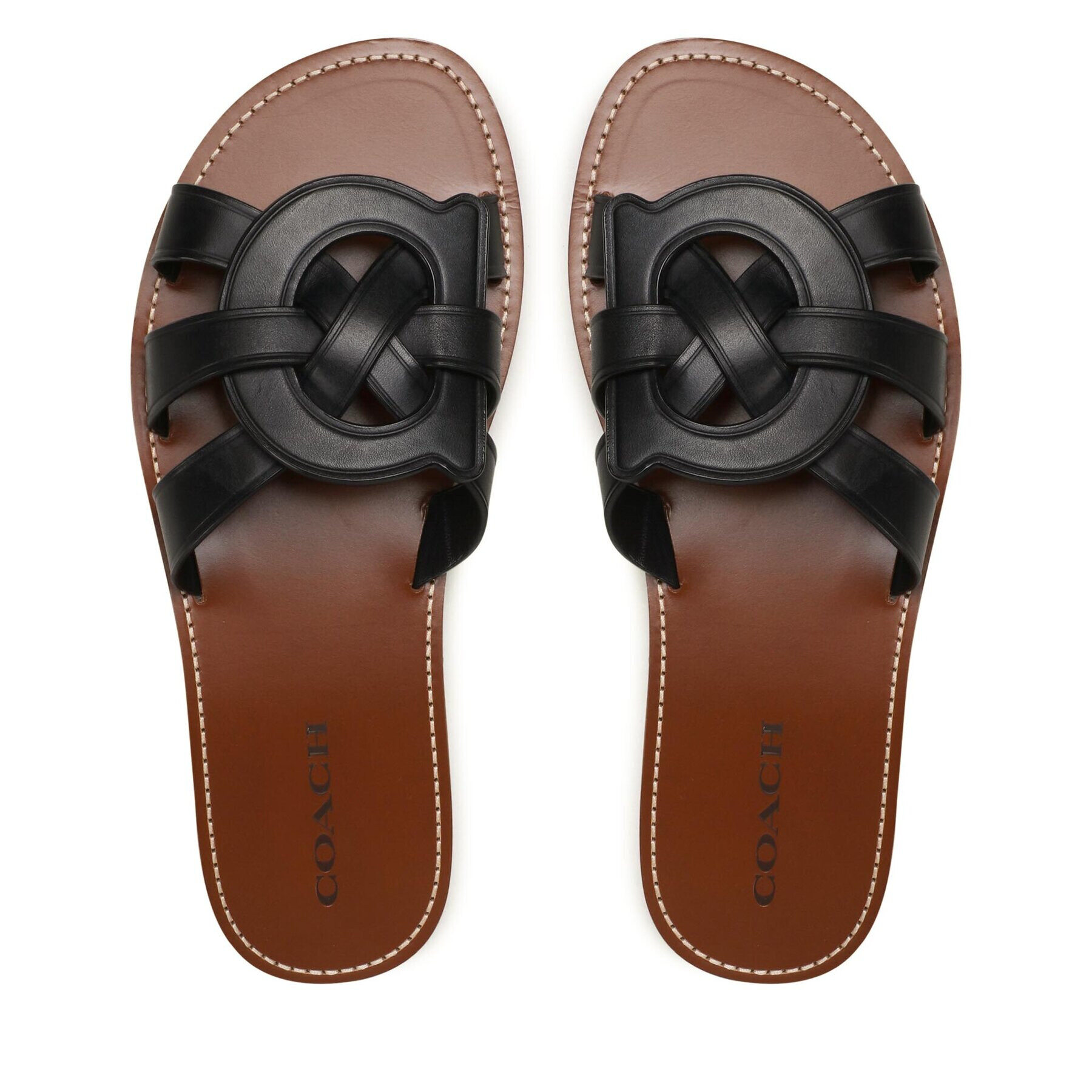 Coach Šľapky Issa Leather Sandal CI222 Čierna - Pepit.sk