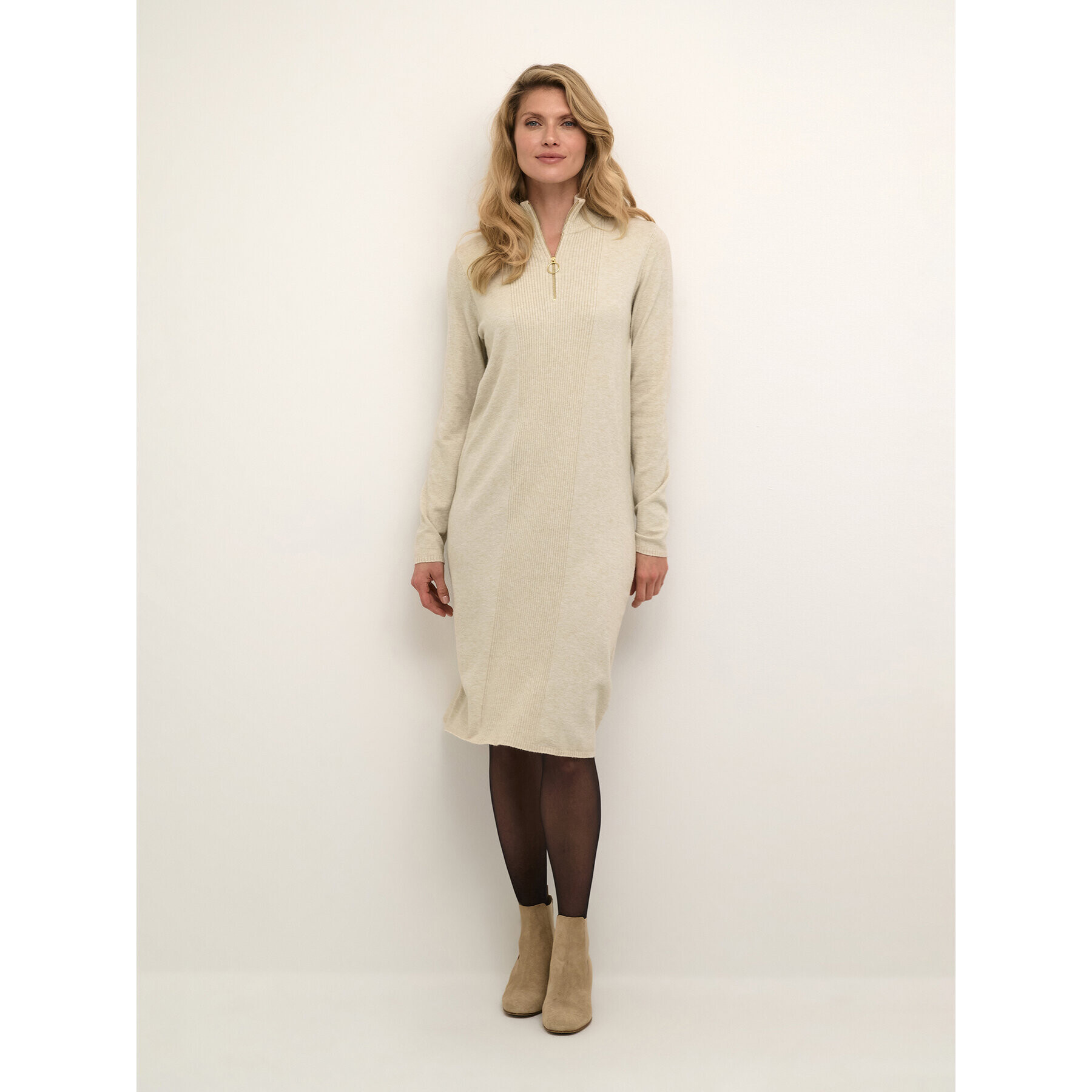 Cream Úpletové šaty Crdela Knit 10611862 Béžová Straight Fit - Pepit.sk