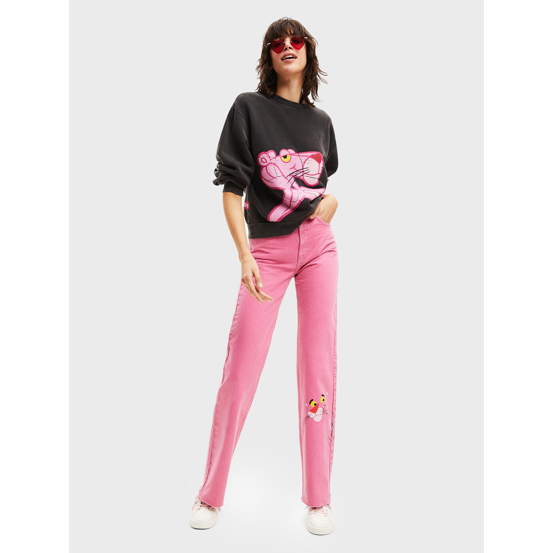 Desigual Džínsy PINK PANTHER 22WWDD29 Ružová Wide Leg - Pepit.sk