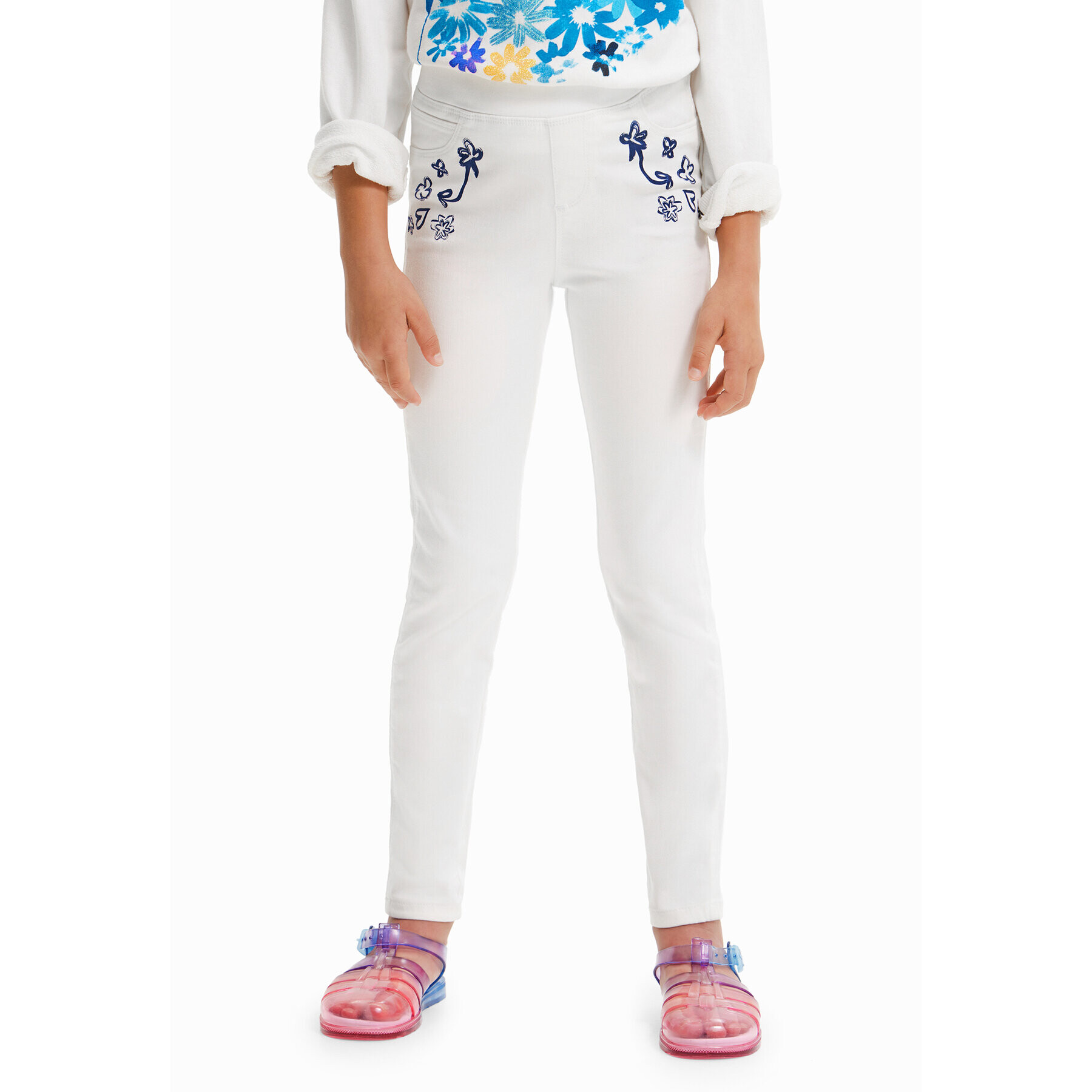 Desigual Legíny 23SGKN01 Biela Slim Fit - Pepit.sk