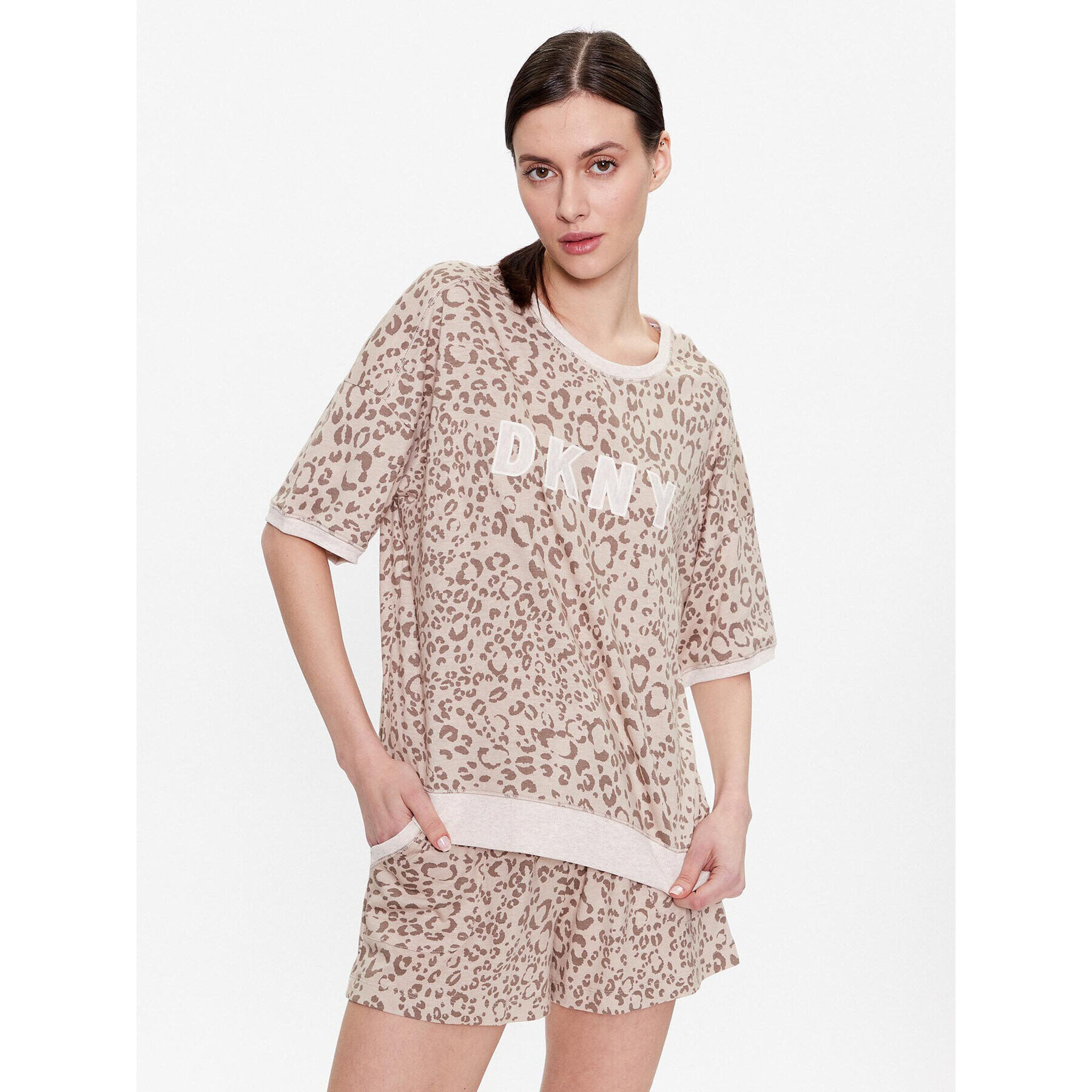 DKNY Pyžamo YI3919259 Béžová Regular Fit - Pepit.sk