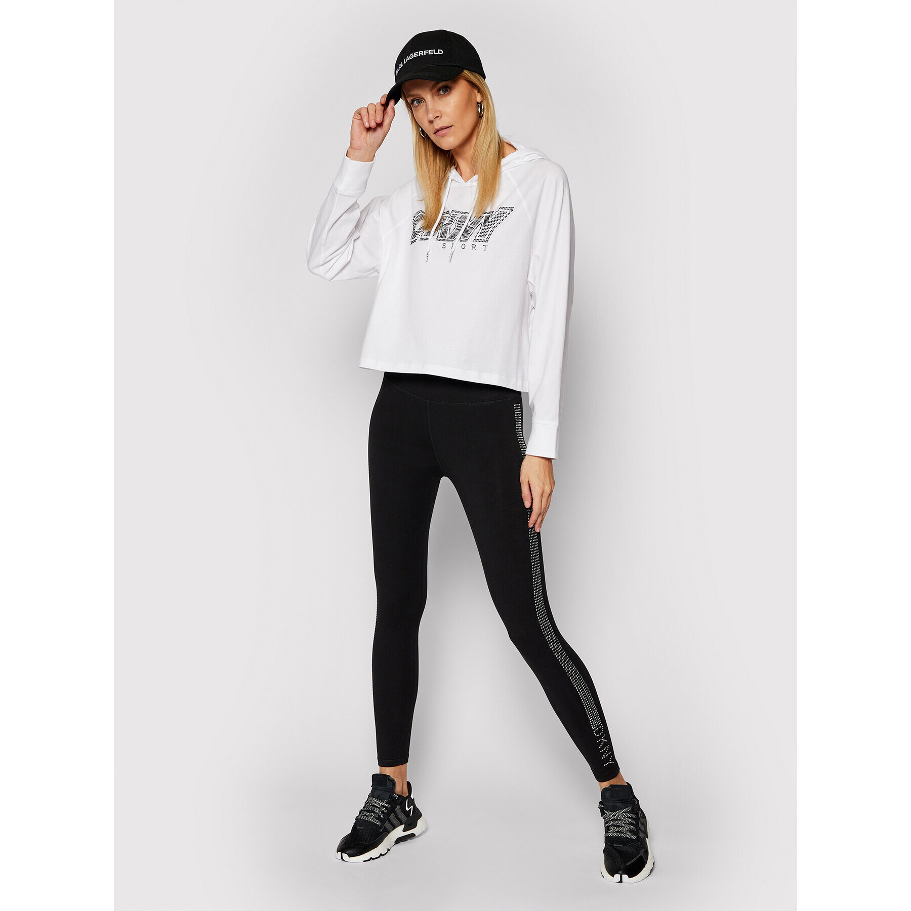 DKNY Sport Mikina DP0T7476 Biela Cropped Fit - Pepit.sk