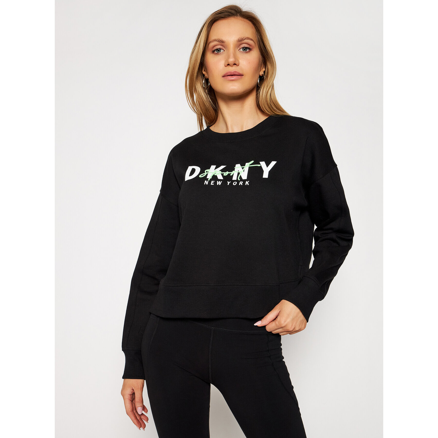 DKNY Sport Mikina DP0T7848 Čierna Loose Fit - Pepit.sk