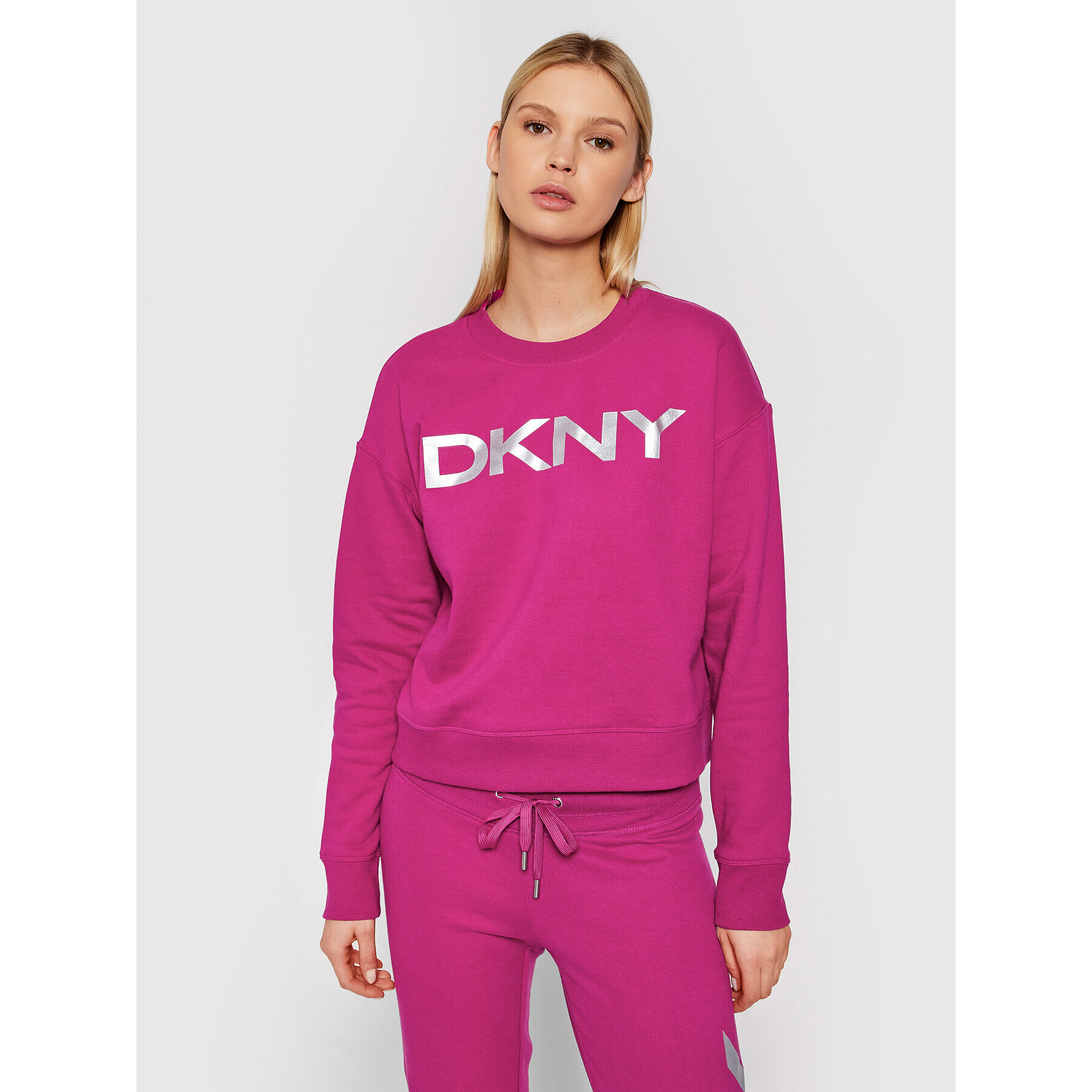 DKNY Sport Mikina DP1T7974 Ružová Relaxed Fit - Pepit.sk