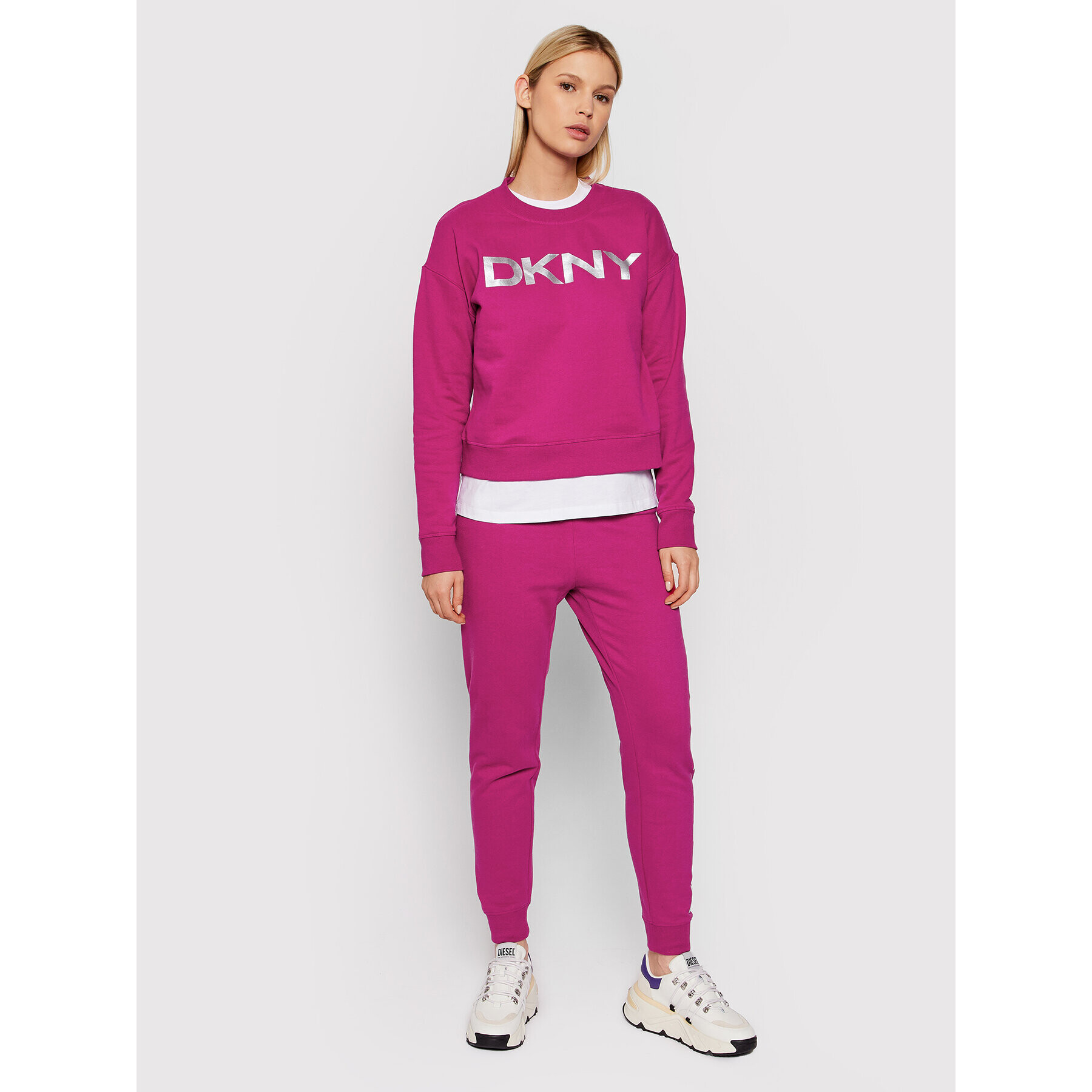 DKNY Sport Mikina DP1T7974 Ružová Relaxed Fit - Pepit.sk