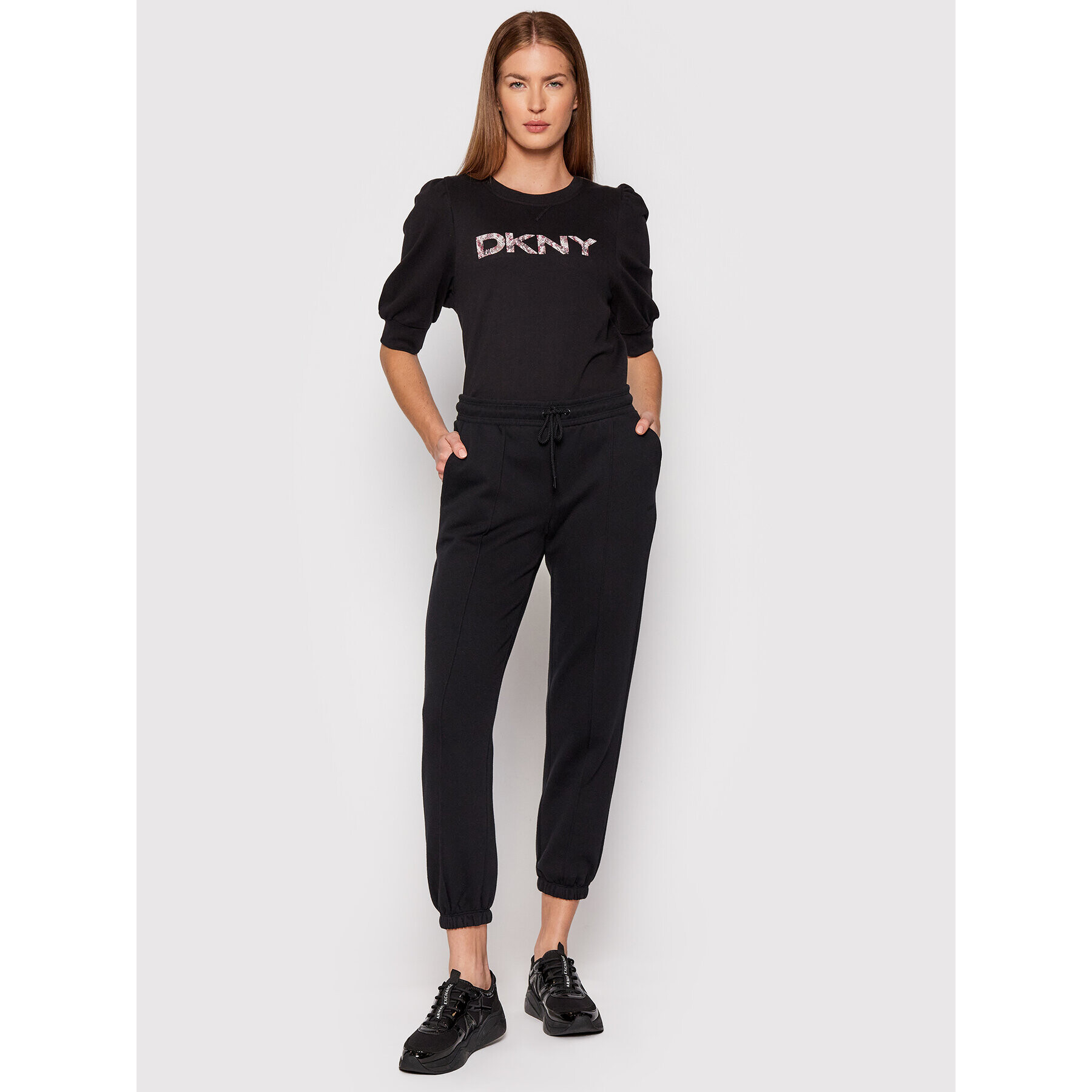 DKNY Sport Teplákové nohavice DP1P2743 Čierna Regular Fit - Pepit.sk