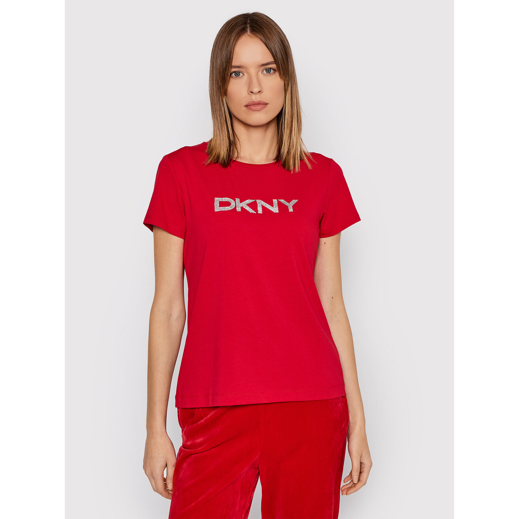 DKNY Tričko P1MRHDNA Červená Regular Fit - Pepit.sk