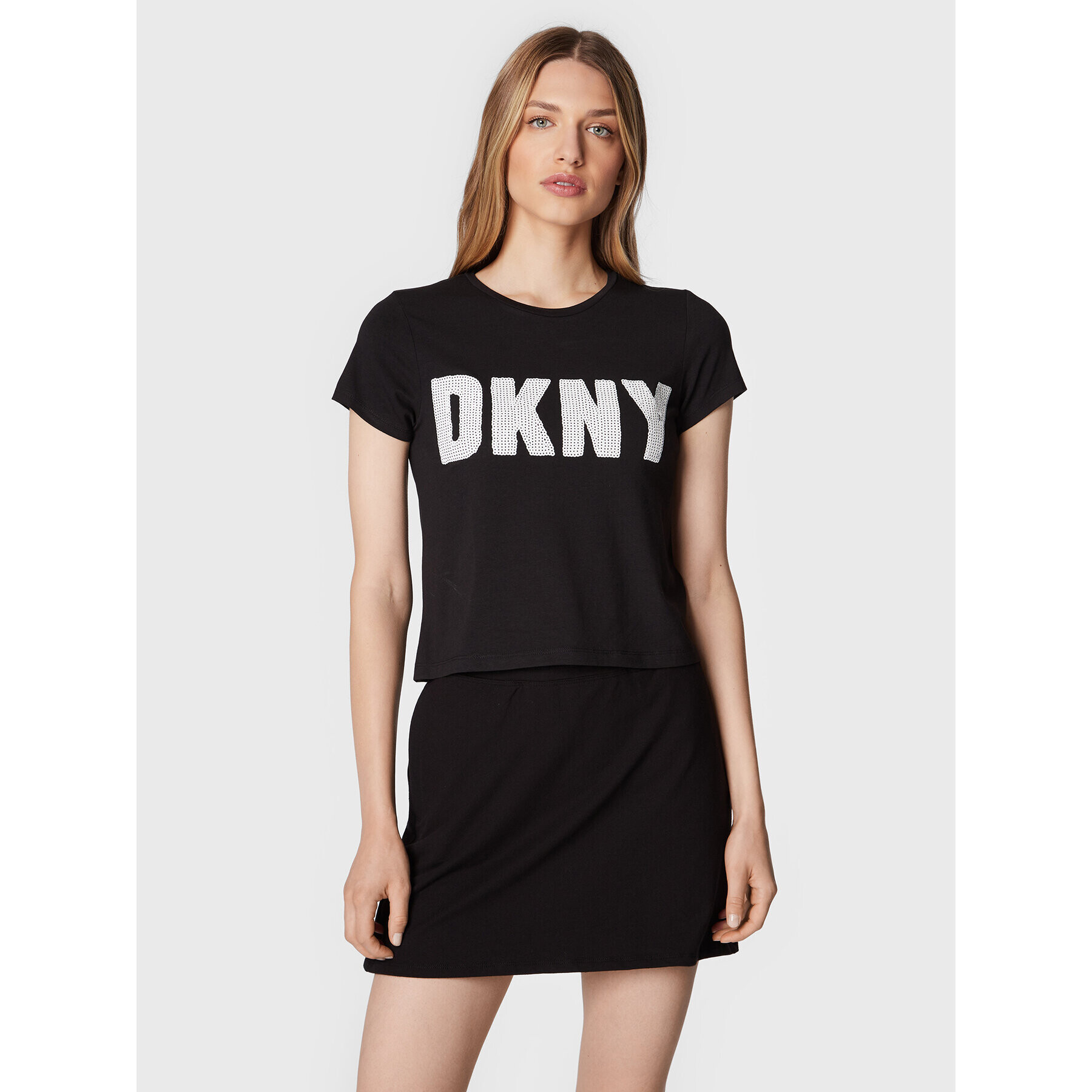 DKNY Tričko P2FKHGWG Čierna Regular Fit - Pepit.sk